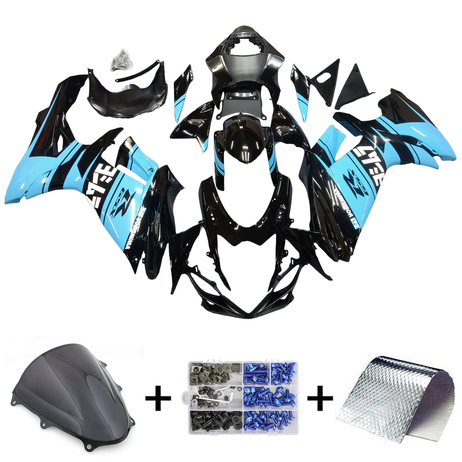 Amotopart 2011-2024 GSXR 600/750 Suzuki Gloss Blue&Black Style1 Fairing Kit