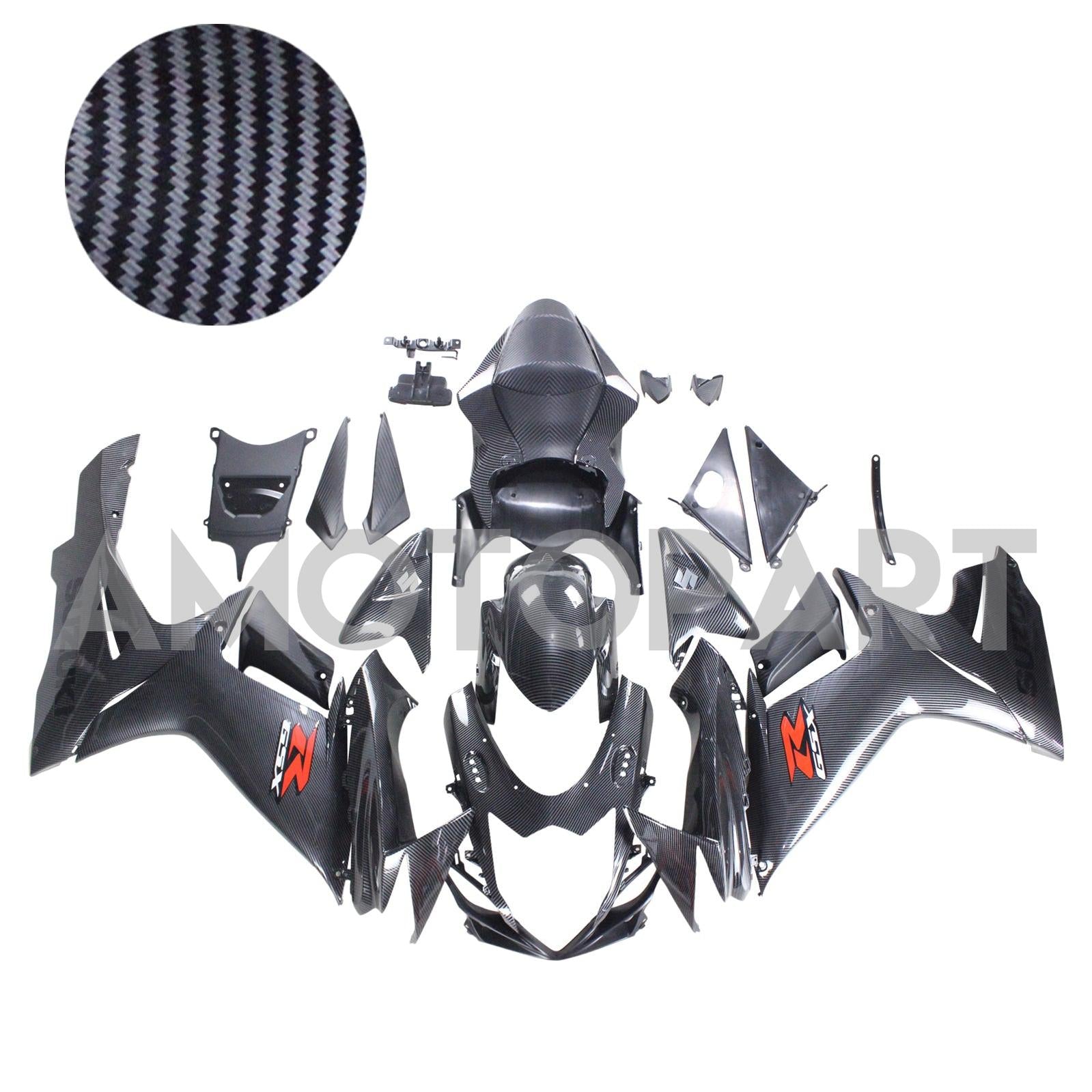 Amotopart 2011-2025 Suzuki GSXR 600/750 Carbon Fiber Black Fairing Kit