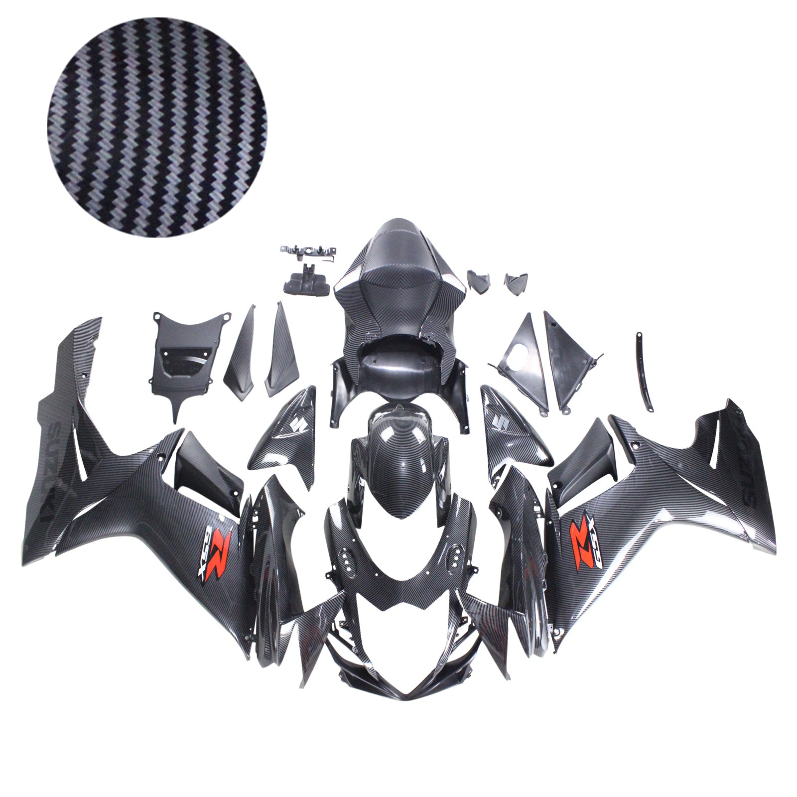 Amotopart 2011-2024 Suzuki GSXR 600/750 Carbon Fiber Black Fairing Kit