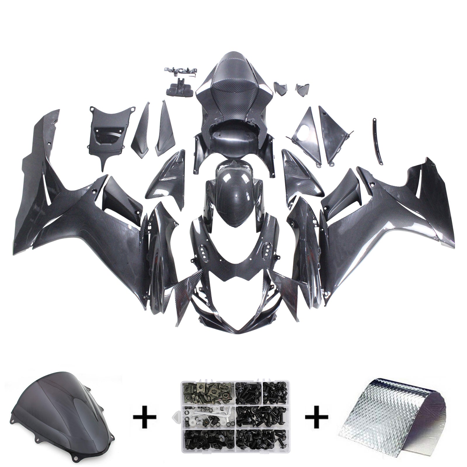 Amotopart 2011-2026 Suzuki GSXR 600/750 Carbon Fiber Black Fairing Kit