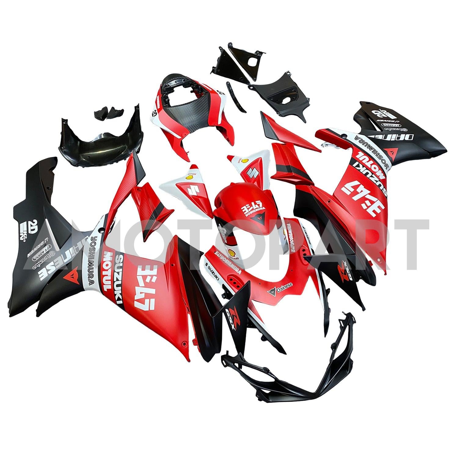 Amotopart 2011-2025 K11 GSXR 600/750  Suzuki Red&Black Style1 Fairing Kit