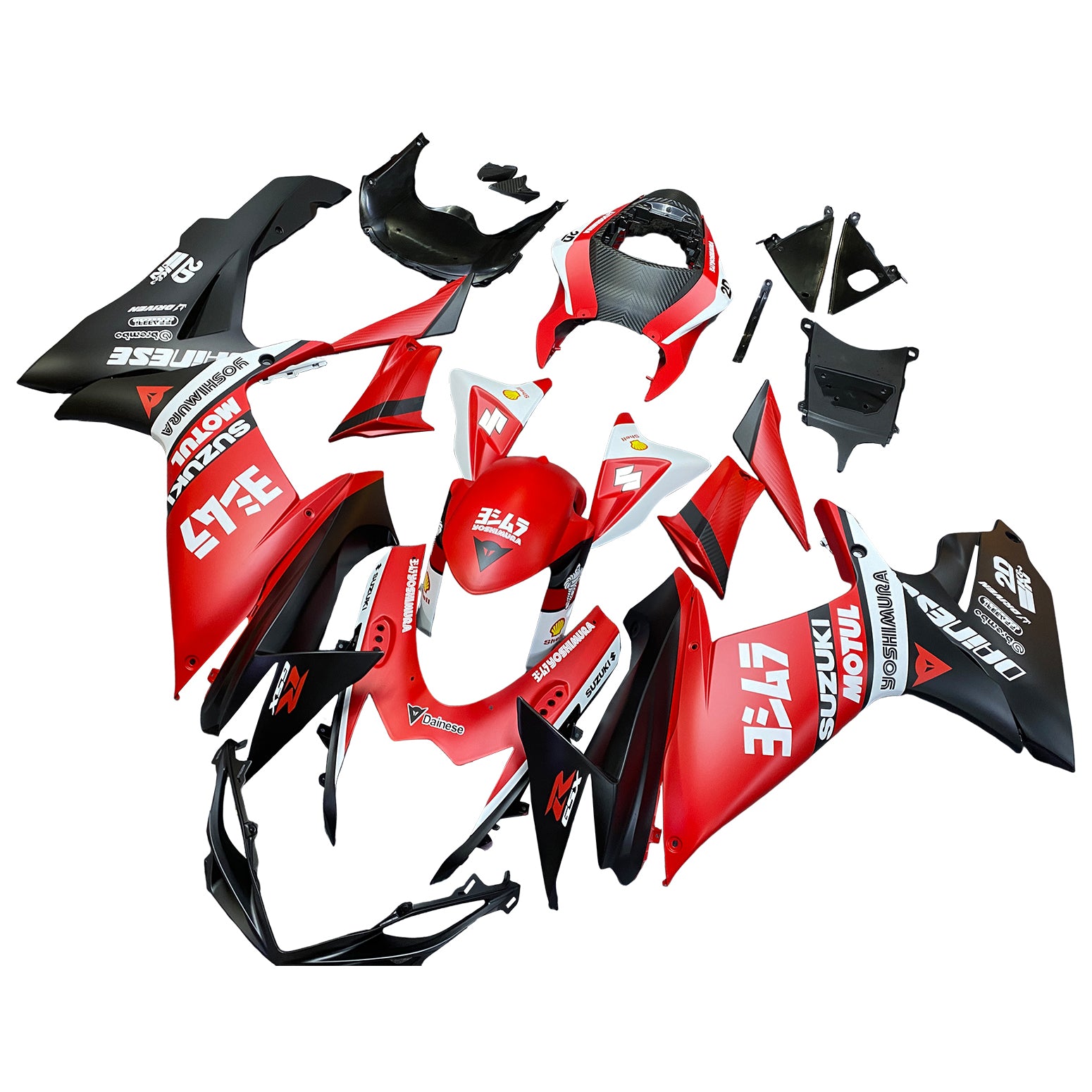 Amotopart 2011-2024 K11 GSXR 600/750  Suzuki Red&Black Style1 Fairing Kit