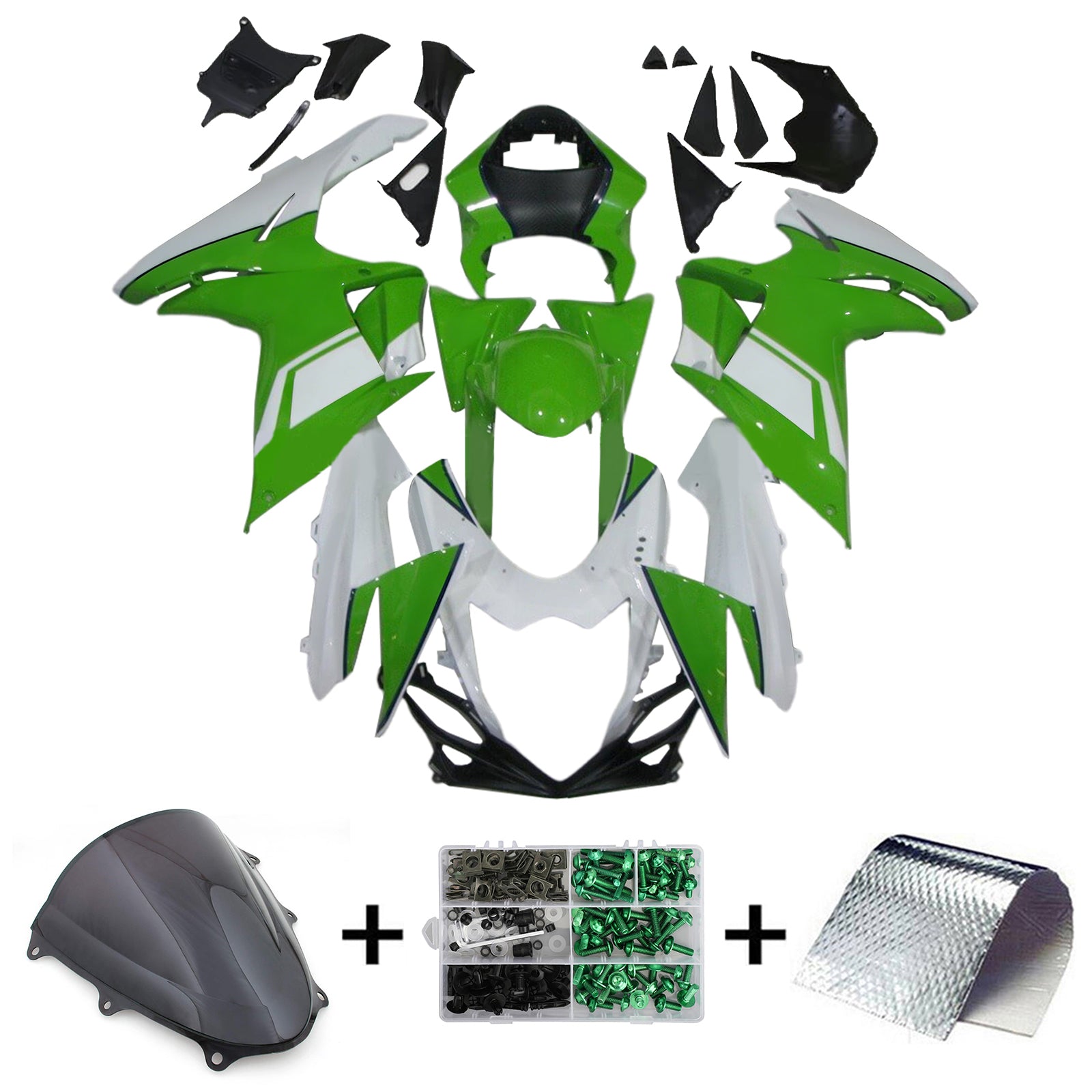 Amotopart 2011-2025 K11 GSXR 600/750 Suzuki Green&Black Style1 Fairing Kit