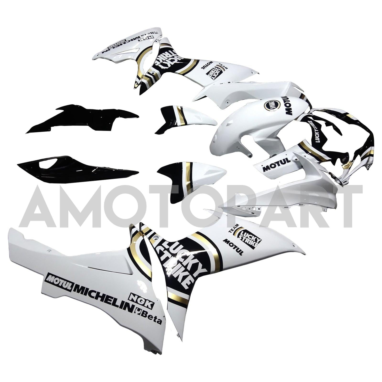 Amotopart 2011-2025 K11 GSXR 600/750 Suzuki White mit schwarzem Akzentverkleidungskit