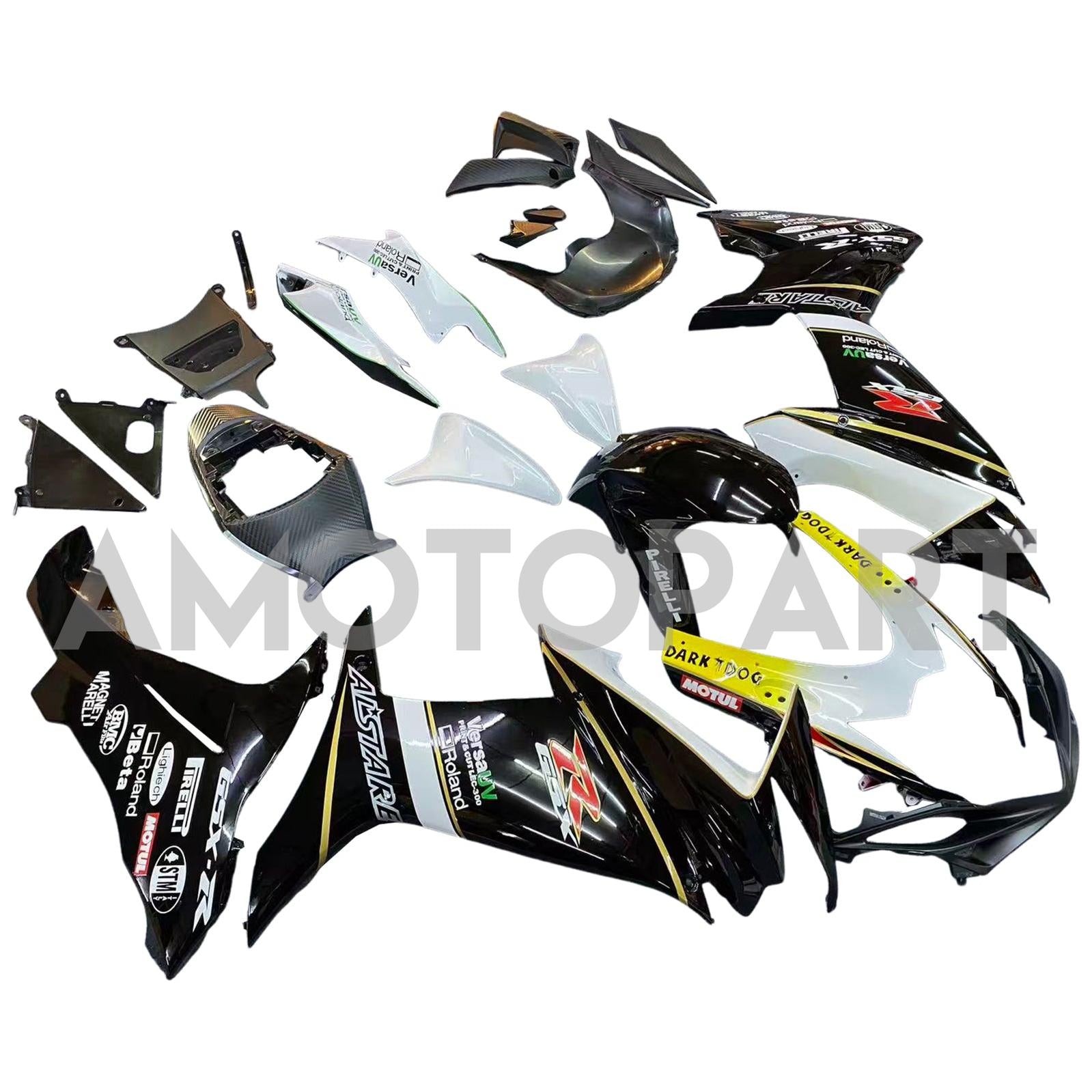 Amotopart 2011-2025 K11 GSXR 600/750 Suzuki Black&White Fairing Kit