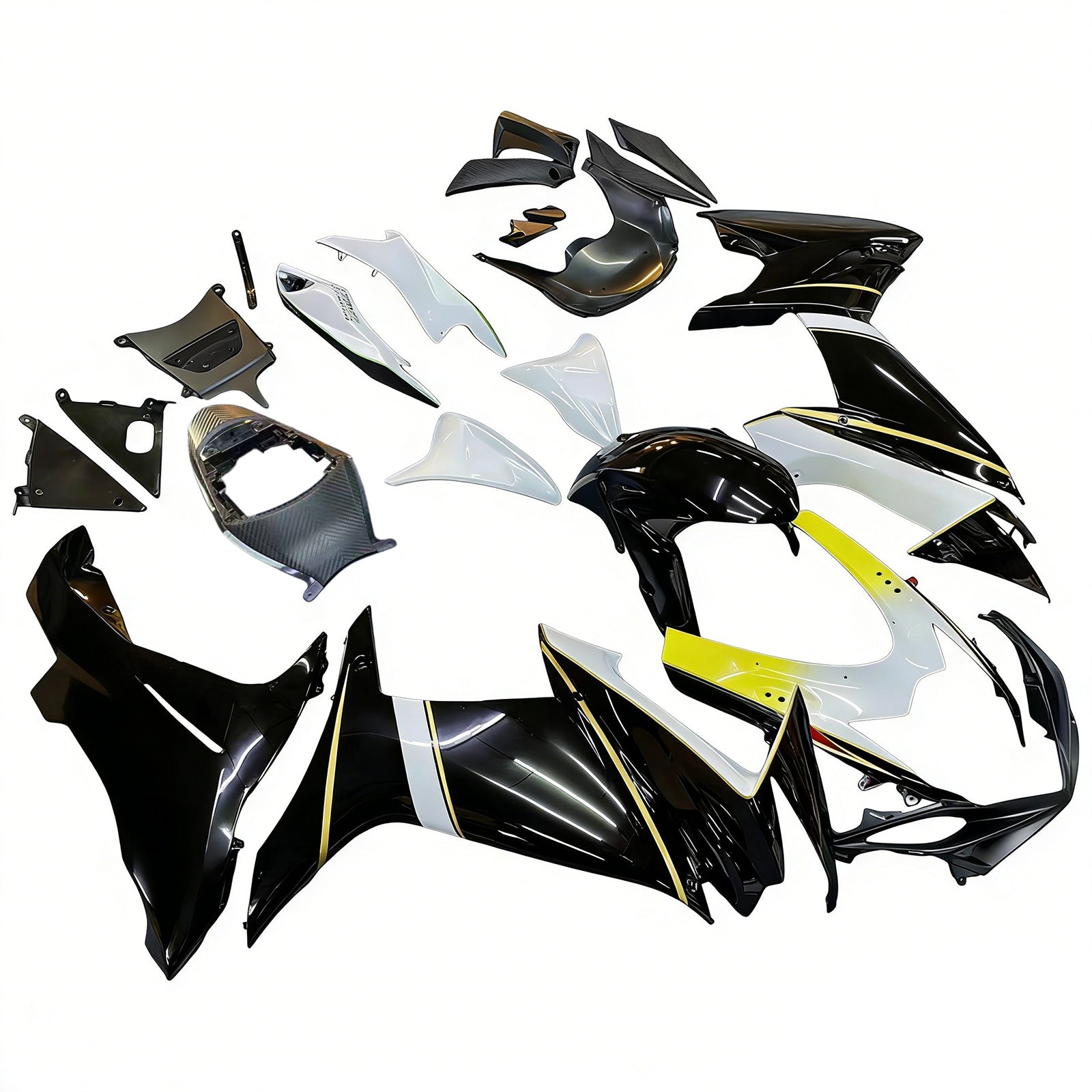 Amotopart 2011-2026 K11 GSXR 600/750 Suzuki Preto&WKit de carenagem branca