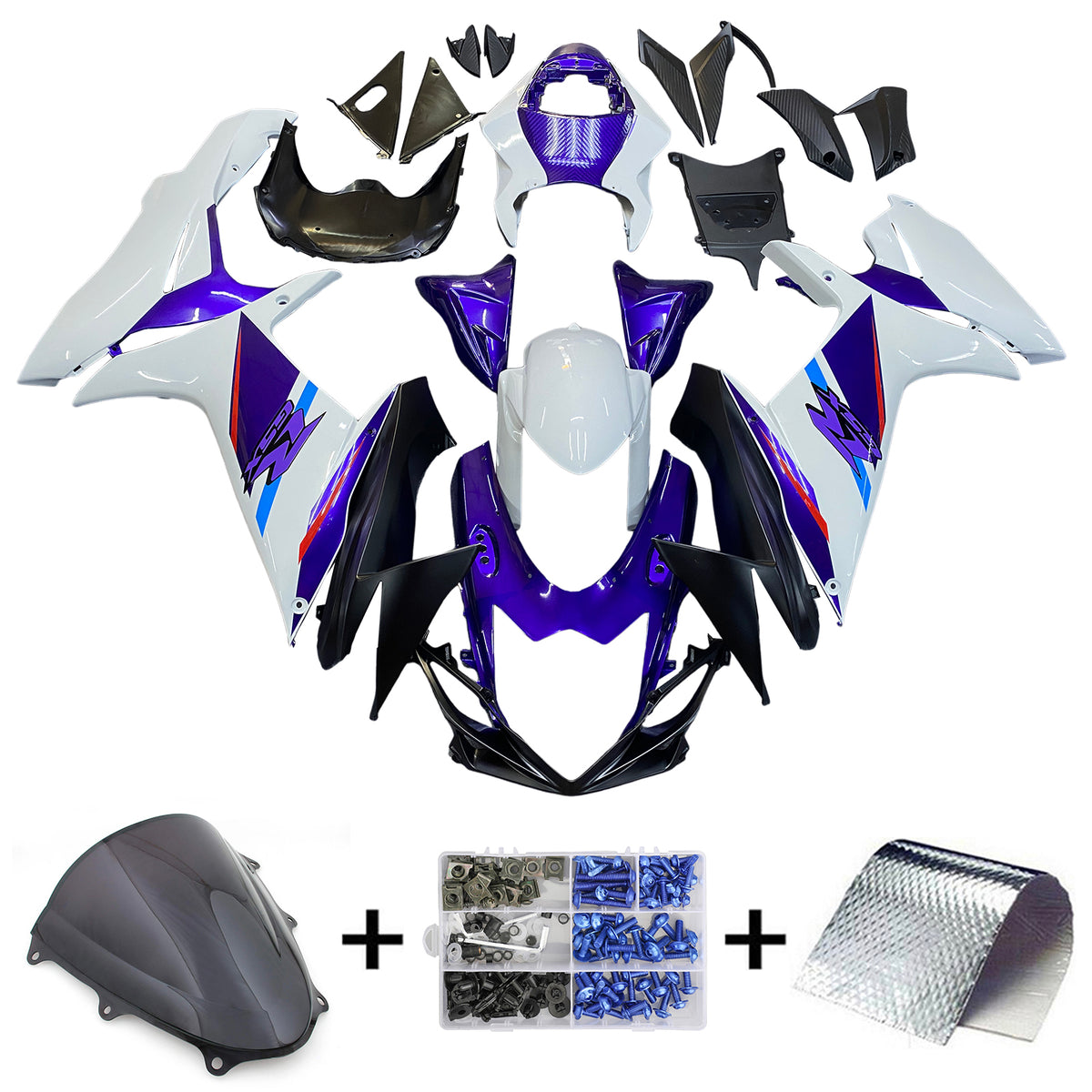 Amotopart 2011-2024 K11 GSXR 600/750 Suzuki Blue&White Style3 Fairing Kit