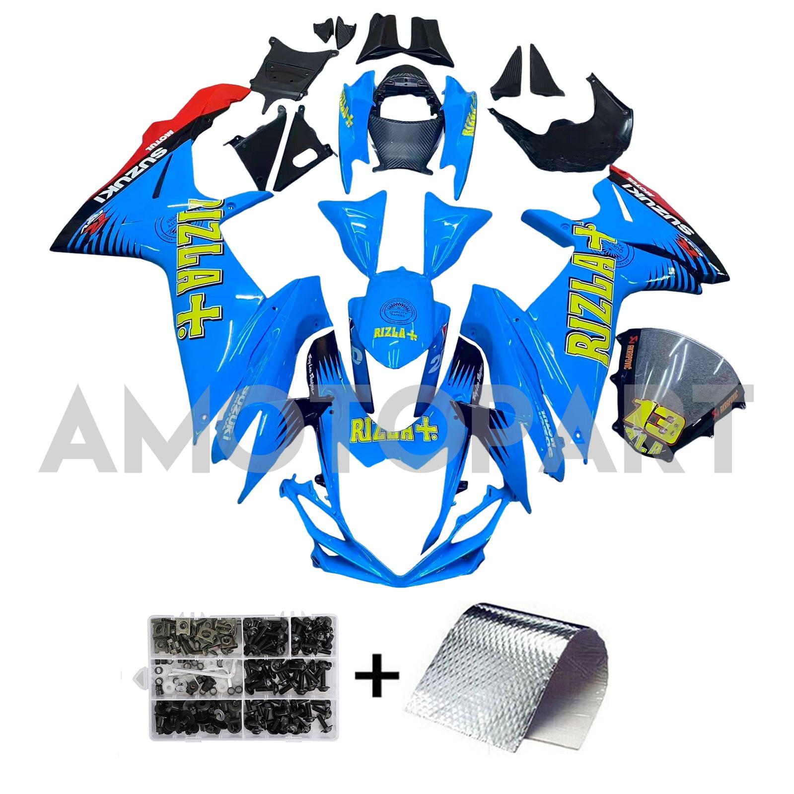 Amotopart 2011-2025 K11 GSXR 600/750 Suzuki Blue with Yellow Accents Fairing Kit