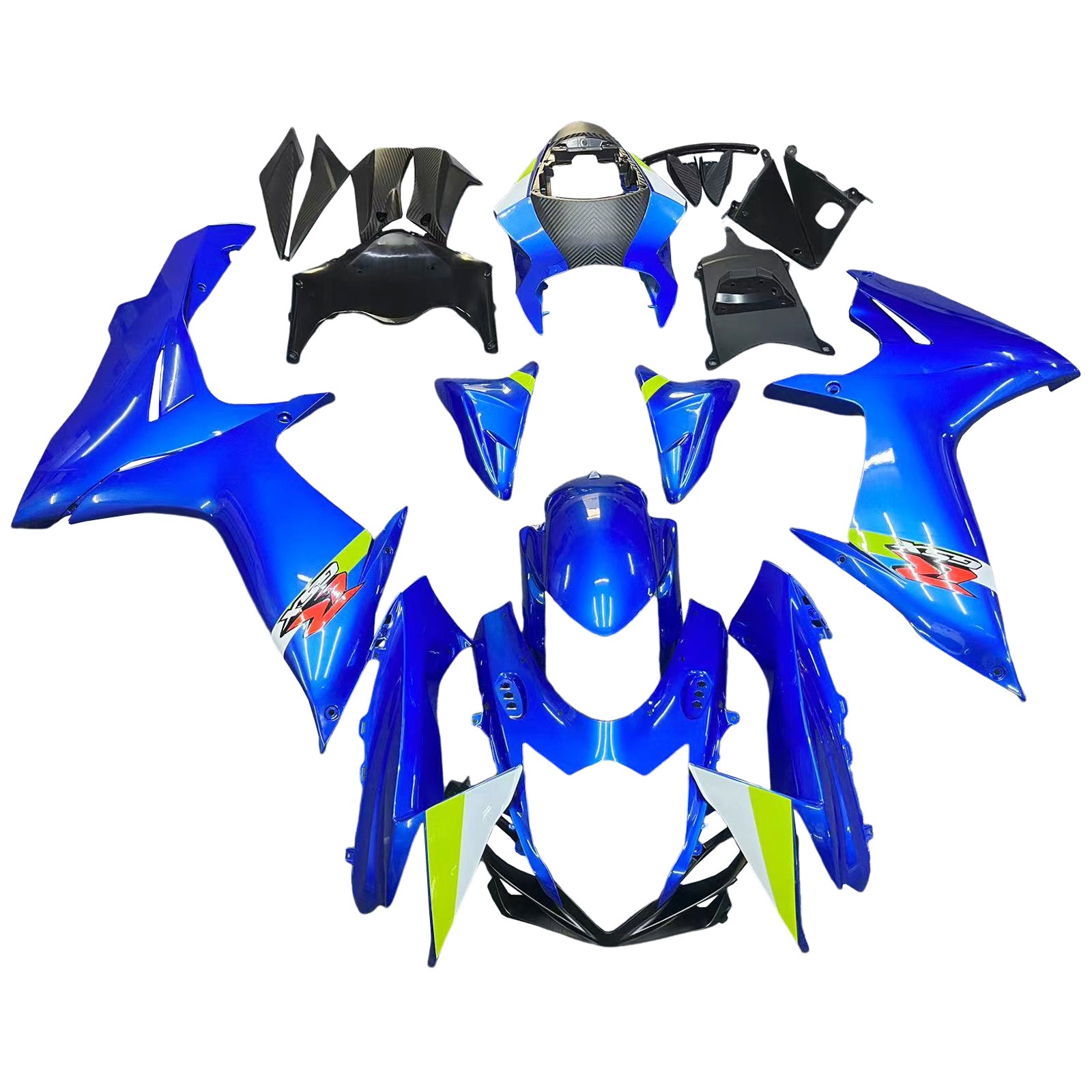 Amotopart 2011-2026 K11 GSXR 600/750 Suzuki Blue with Neon Yellow Accenter Fairing Kit