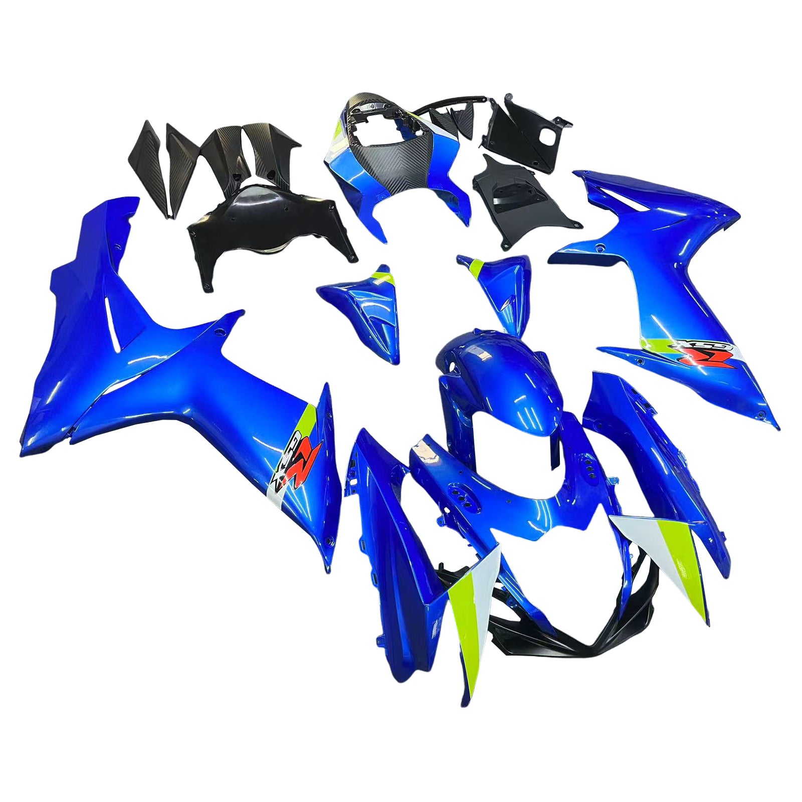 Amotopart 2011-2026 K11 GSXR 600/750 Suzuki Blue with Neon Yellow Accenter Fairing Kit