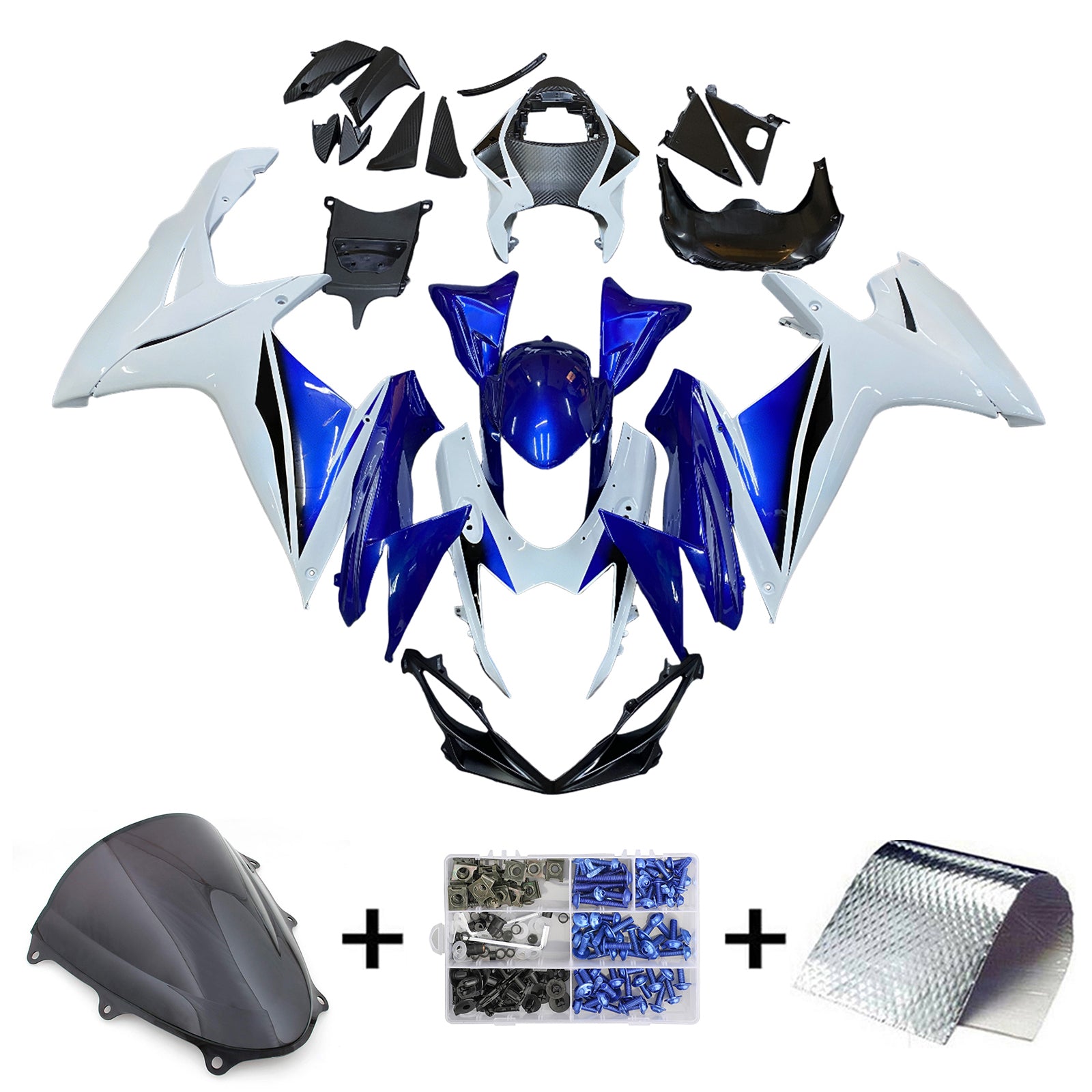 Amotopart 2011-2025 K11 GSXR 600/750 Suzuki Blue&White Style1 Fairing Kit
