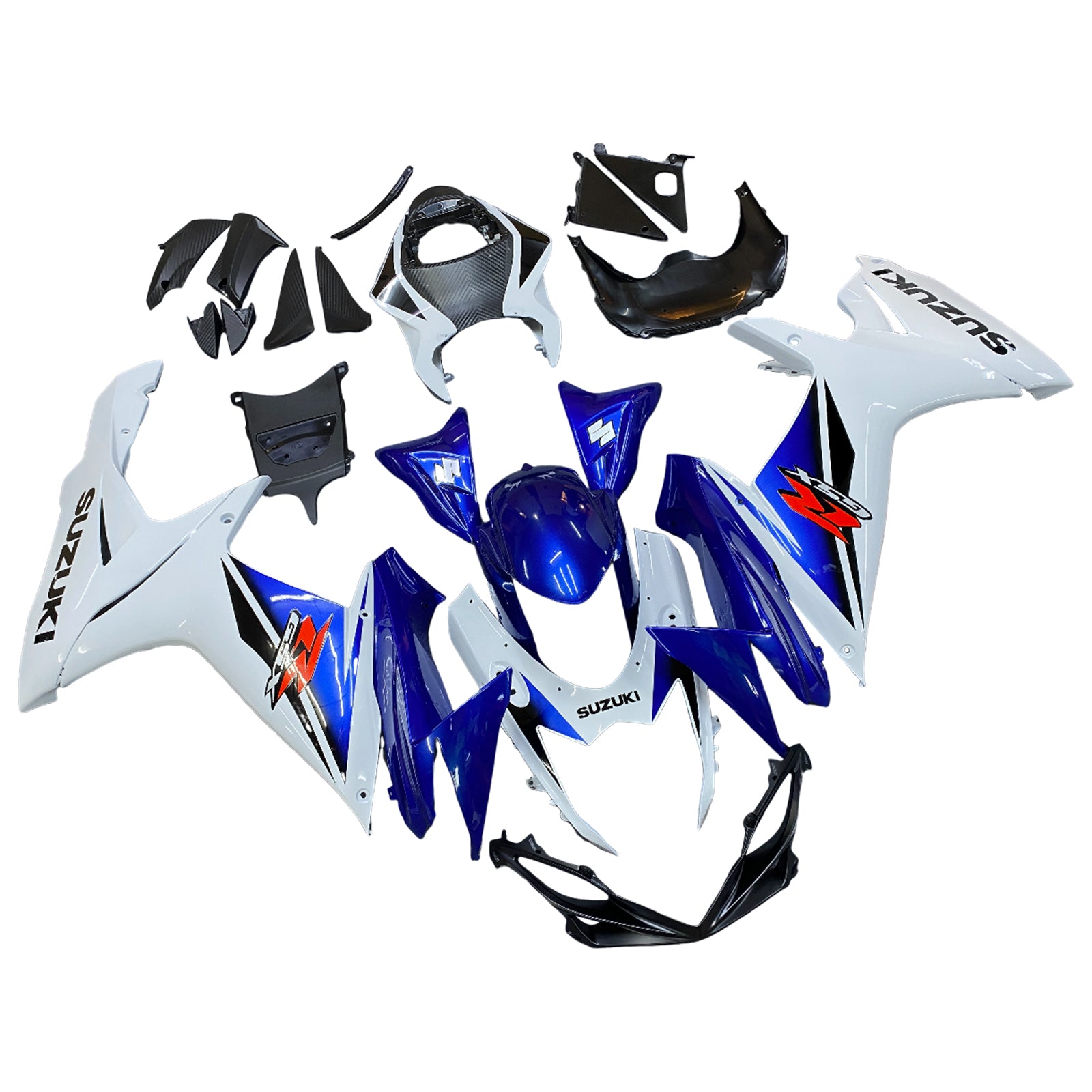 Amotopart 2011-2024 K11 GSXR 600/750 Suzuki Bleu&Blanc Style1 Kit de carénage