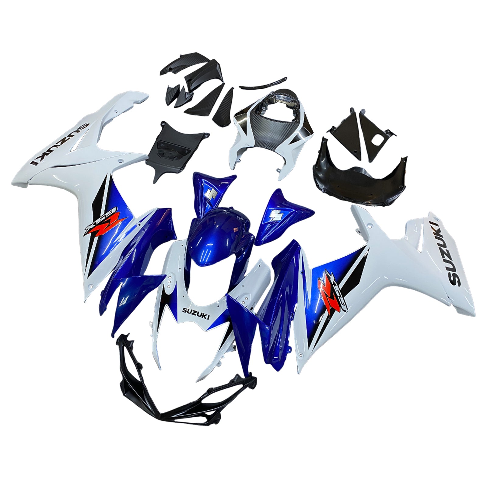 Amotopart 2011-2024 K11 GSXR 600/750 Suzuki Bleu&Blanc Style1 Kit de carénage