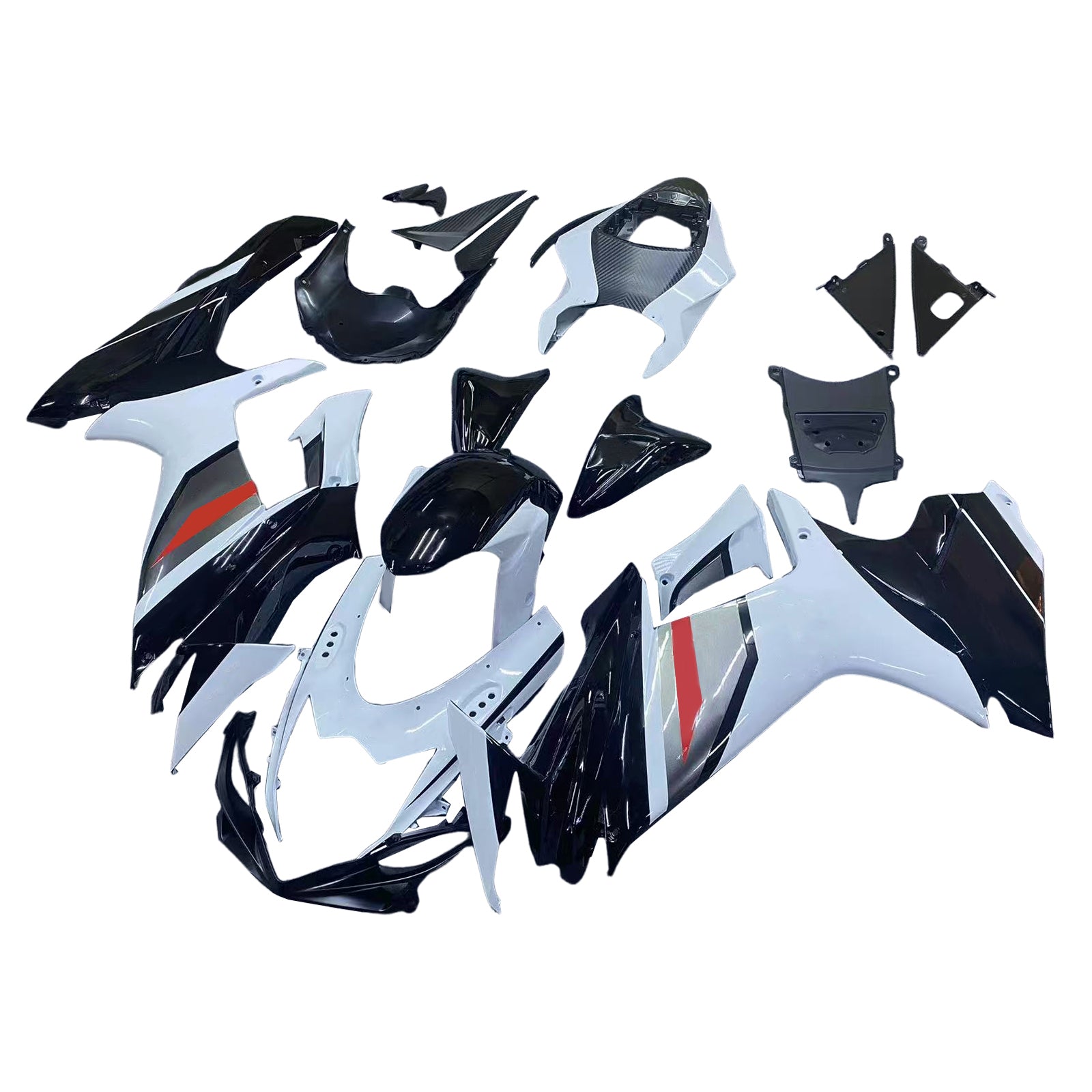 Amotopart 2011-2024 K11 GSXR 600/750 スズキ ブラック&ホワイト アクセント フェアリングキット