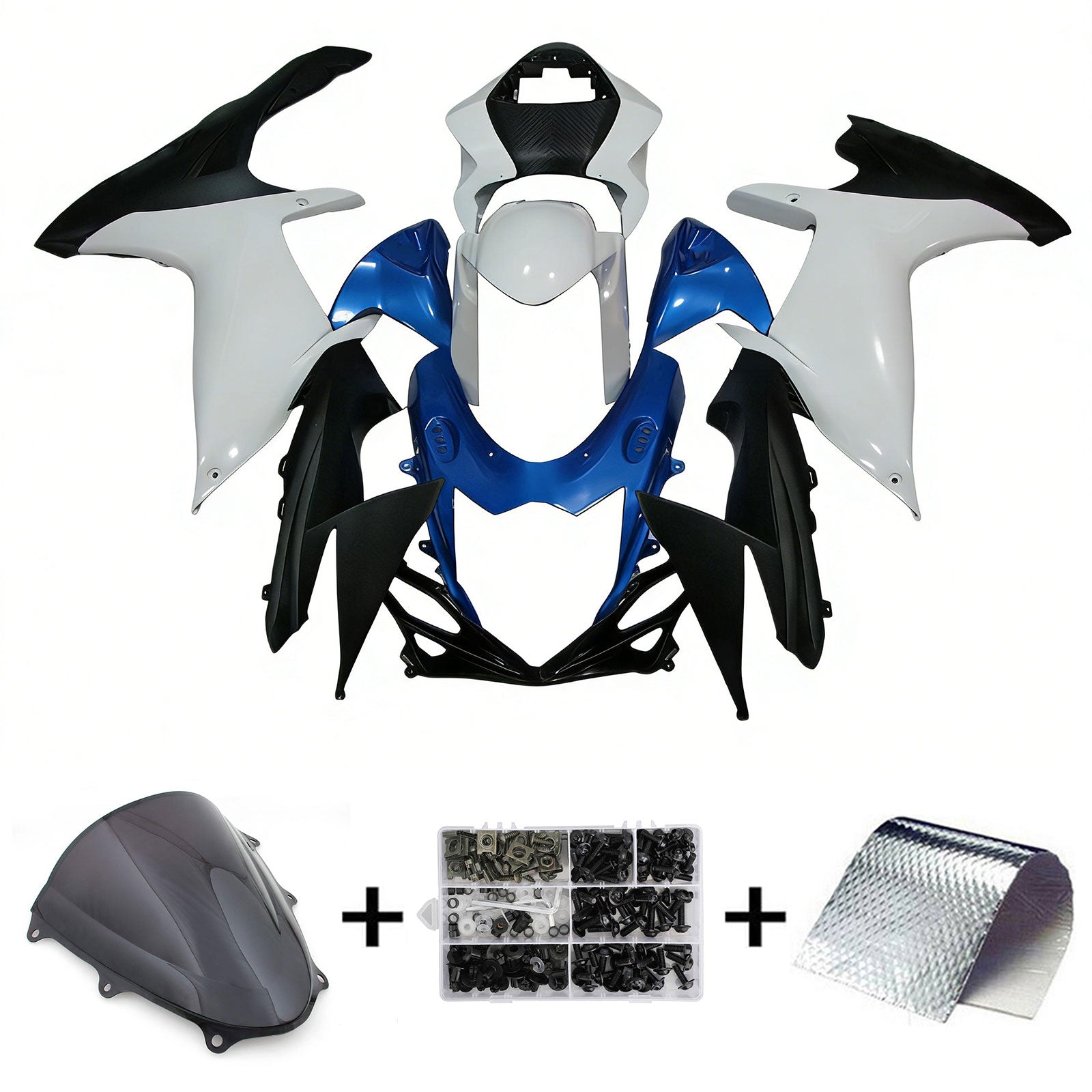 Amotopart 2011-2026 K11 GSXR 600/750 Suzuki Blue&White Style2 Fairing Kit