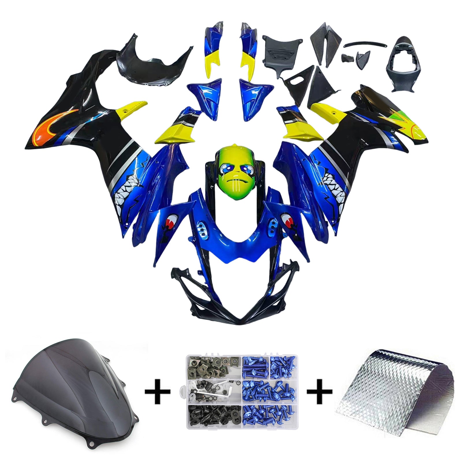 Amotopart 2011-2025 K11 GSXR 600/750 Suzuki Blue&Yellow Monster  Fairing Kit