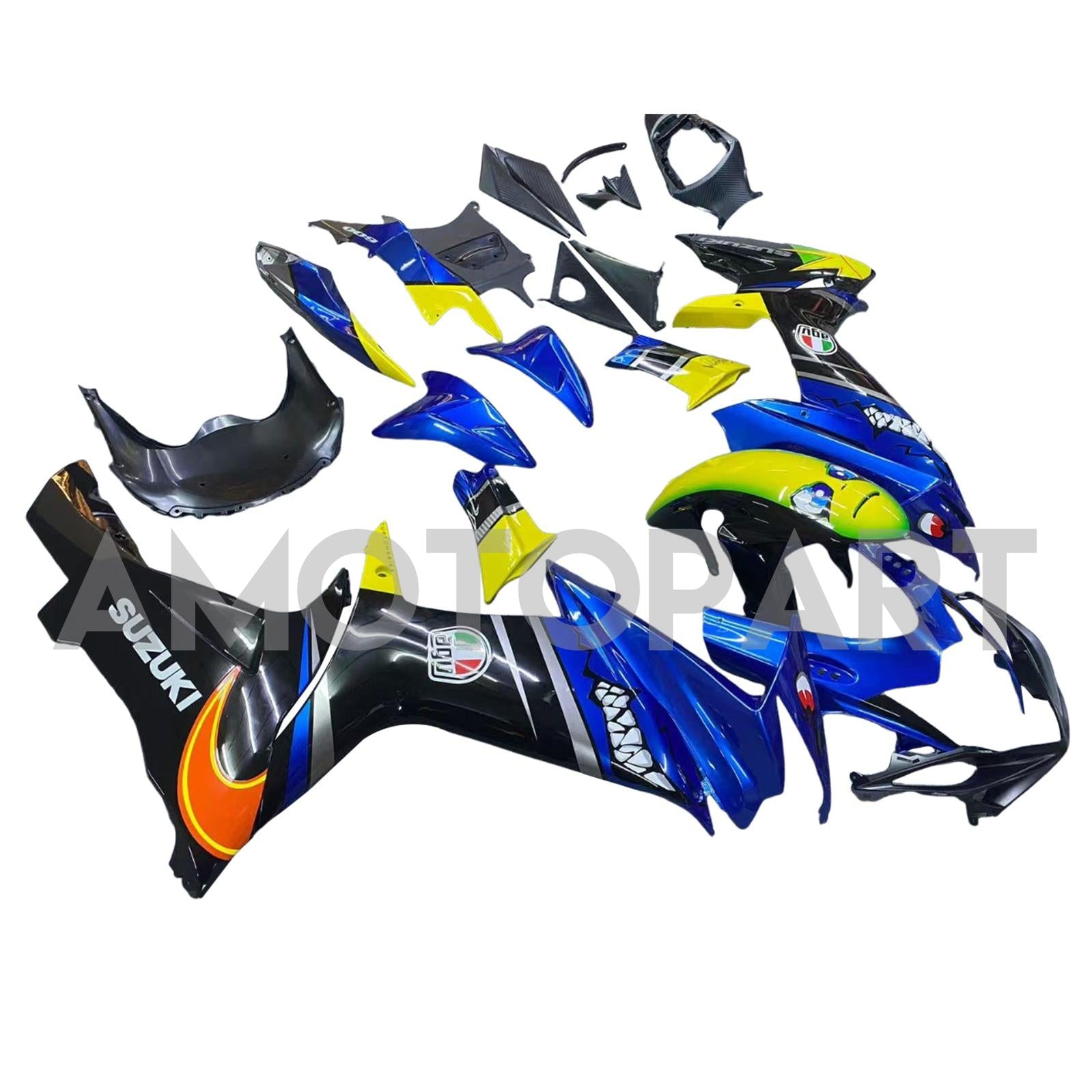 Amotopart 2011-2025 K11 GSXR 600/750 Suzuki Blue&Yellow Monster  Fairing Kit