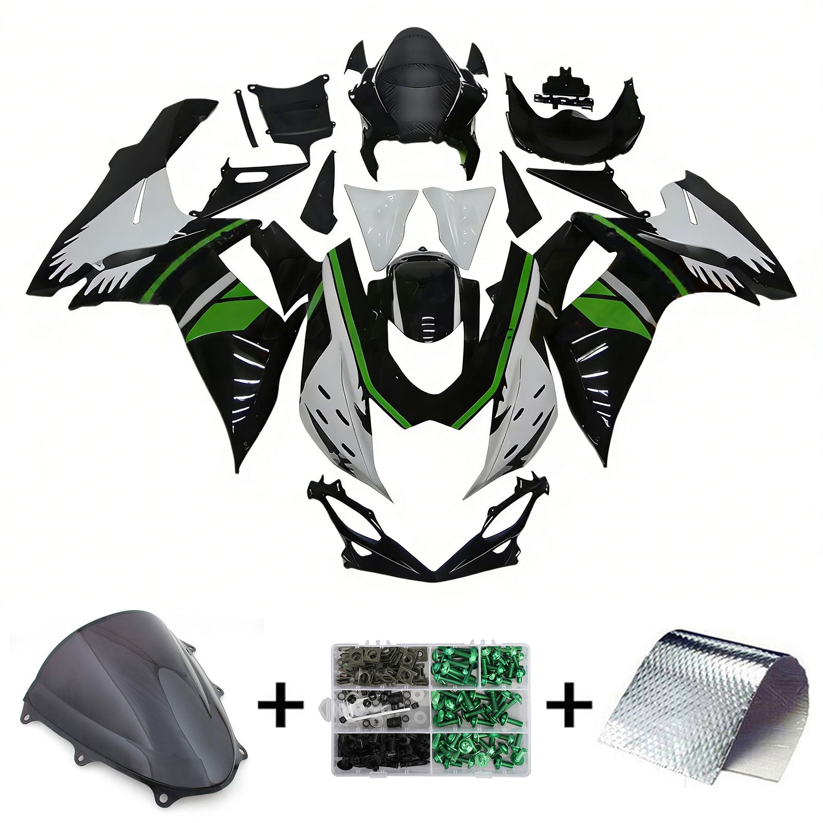 Amotopart 2011-2026 K11 GSXR 600/750 Suzuki Verde&BKit carene Black Style1