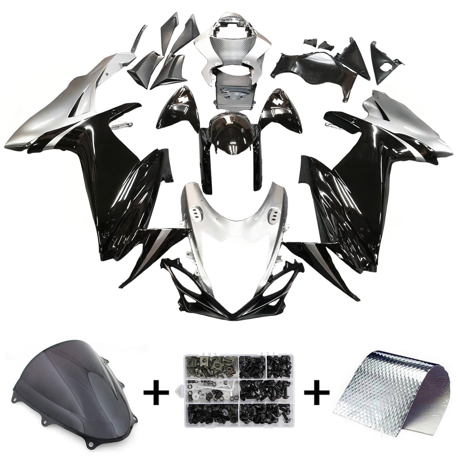 Amotopart 2011-2025 K11 GSXR 600/750 Suzuki Black & Grey Fairing Kit