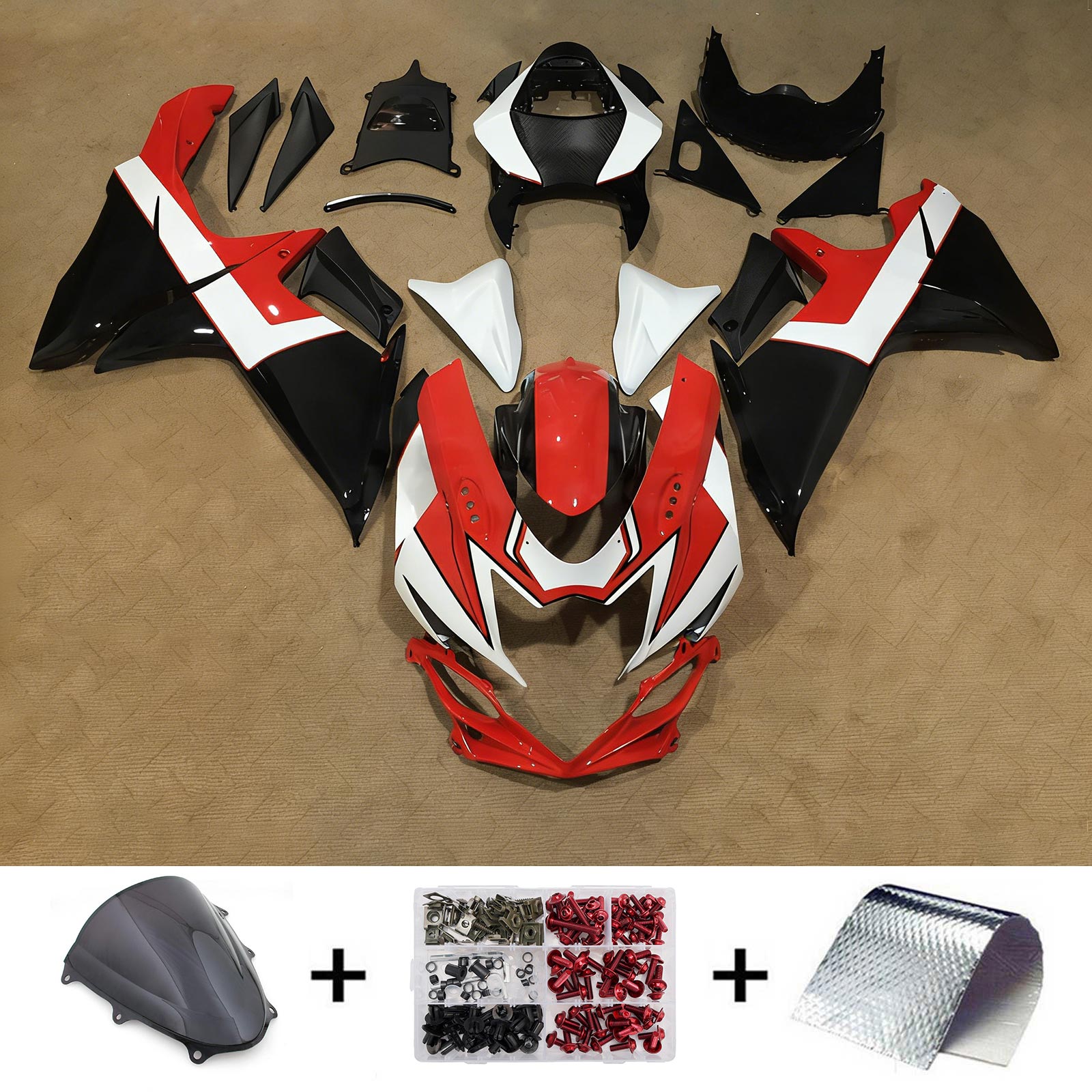 Amotopart 2011-2026 Suzuki GSXR 600/750 Red Black White Fairing Kit