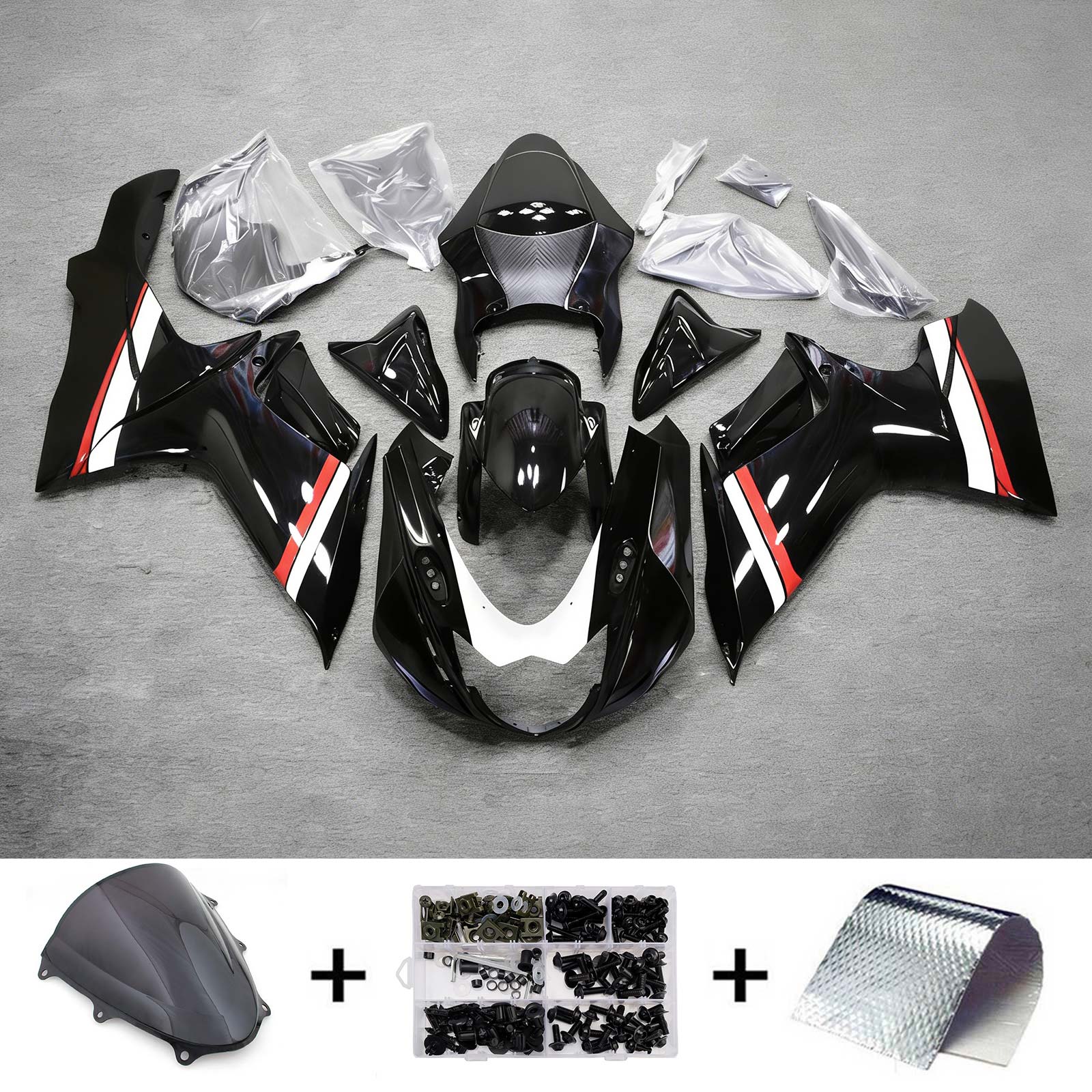 Amotopart 2011-2026 Suzuki GSXR 600/750 Black White Red Fairing Kit