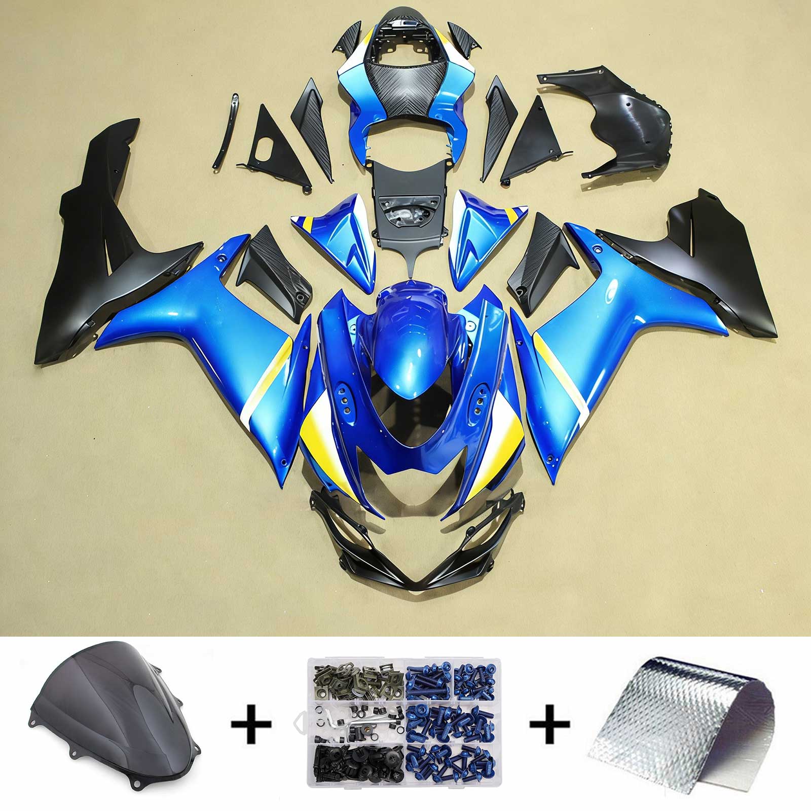Amotopart 2011-2026 Suzuki GSXR 600/750 Modrá Černá Bílá Sada kapotáže