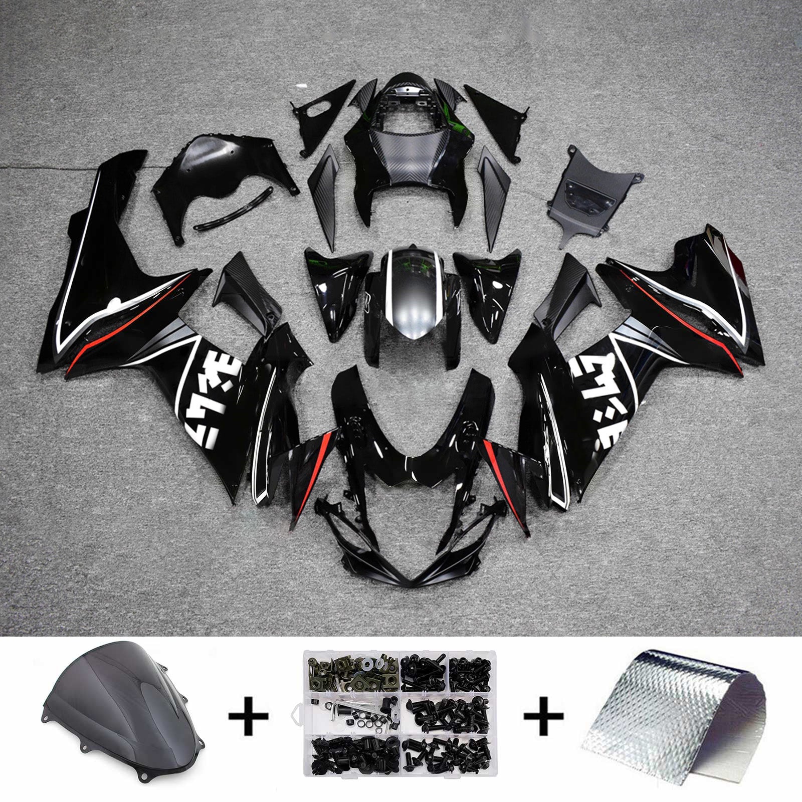 Amotopart 2011-2026 Suzuki GSXR 600/750 Black White Red Fairing Kit