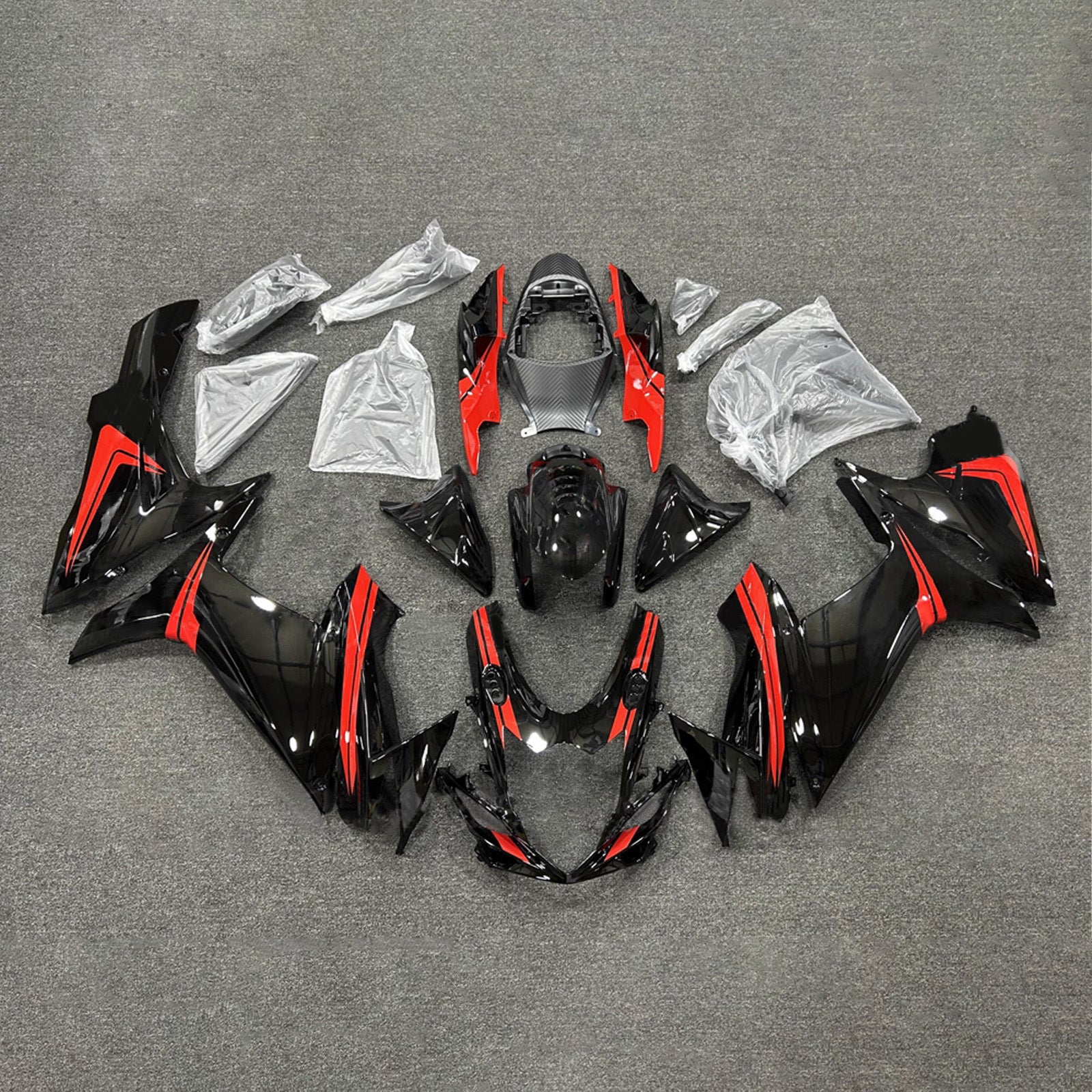 Amotopart 2011-2026 Suzuki GSXR 600/750 Black Red Fairing Kit