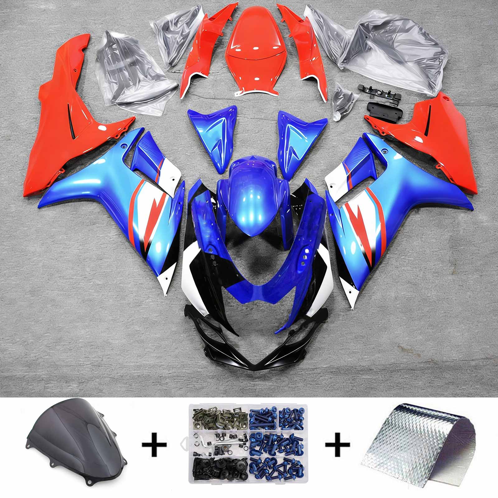 Amotopart 2011-2026 Suzuki GSXR 600/750 Blue Red Fairing Kit