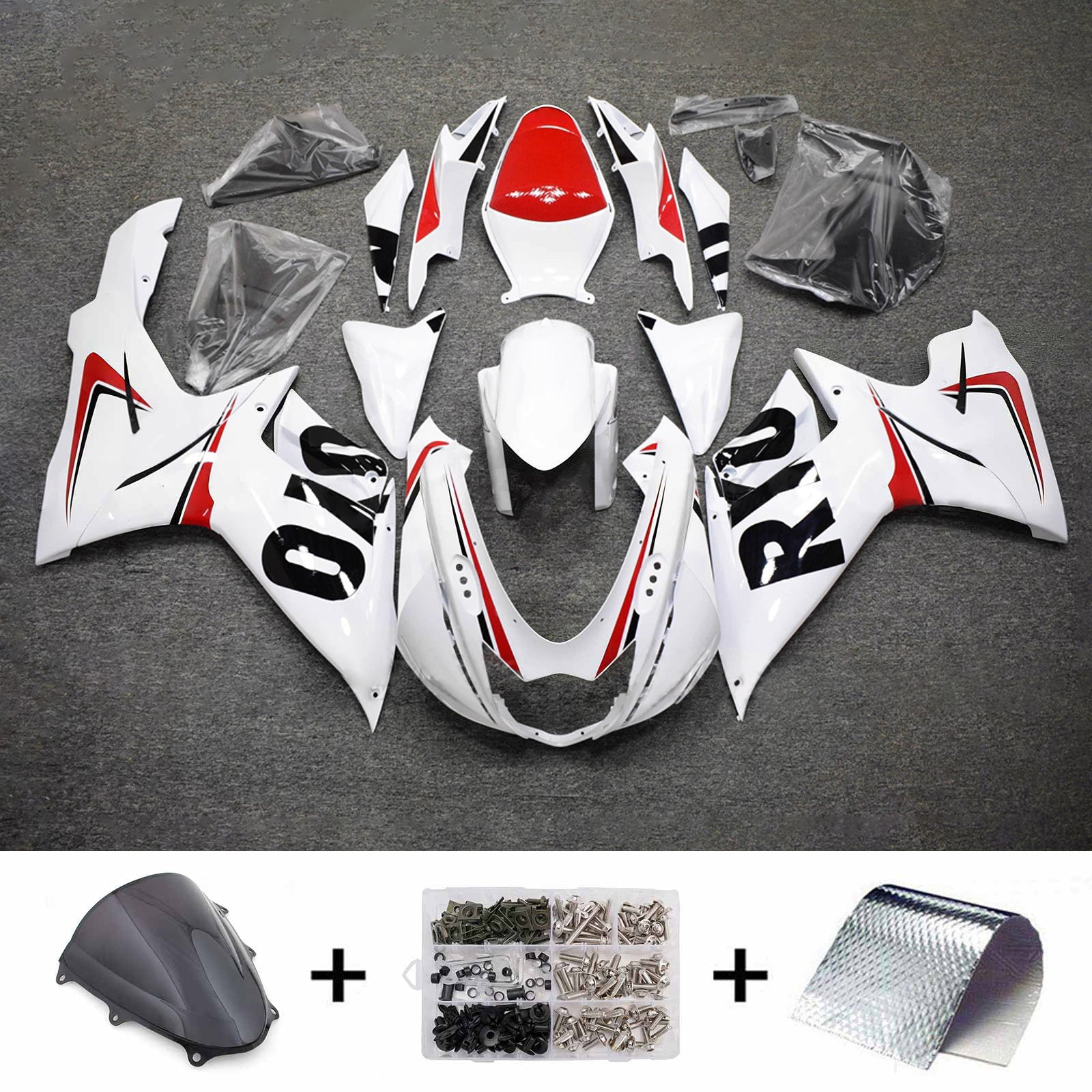 Amotopart 2011-2026 Suzuki GSXR 600/750 White Black Red Fairing Kit