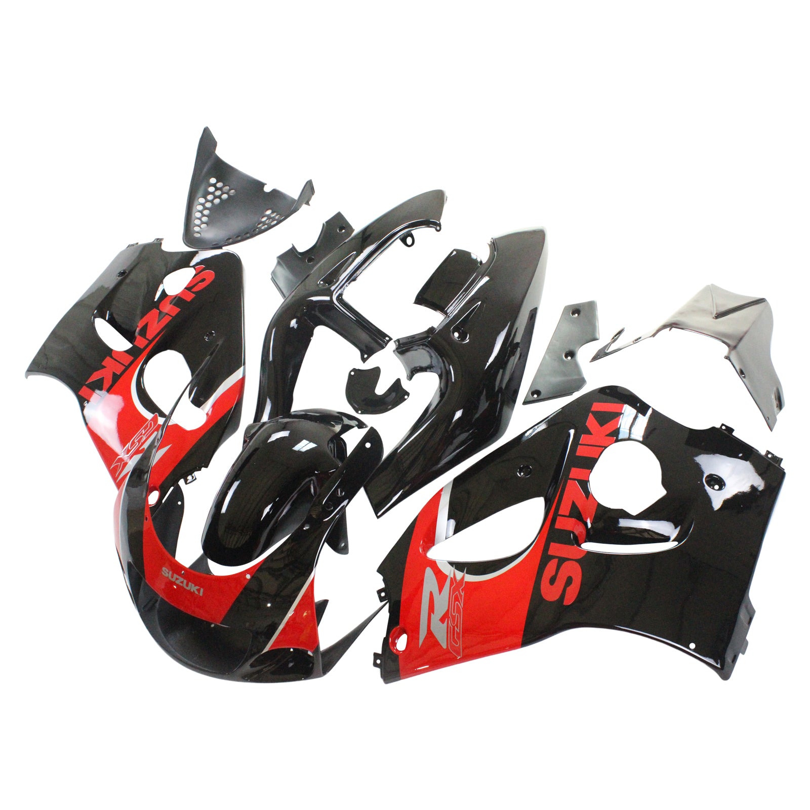 Amotopart Suzuki 1996–2000 GSXR 600/750 Schwarz-Rot-Verkleidungsset