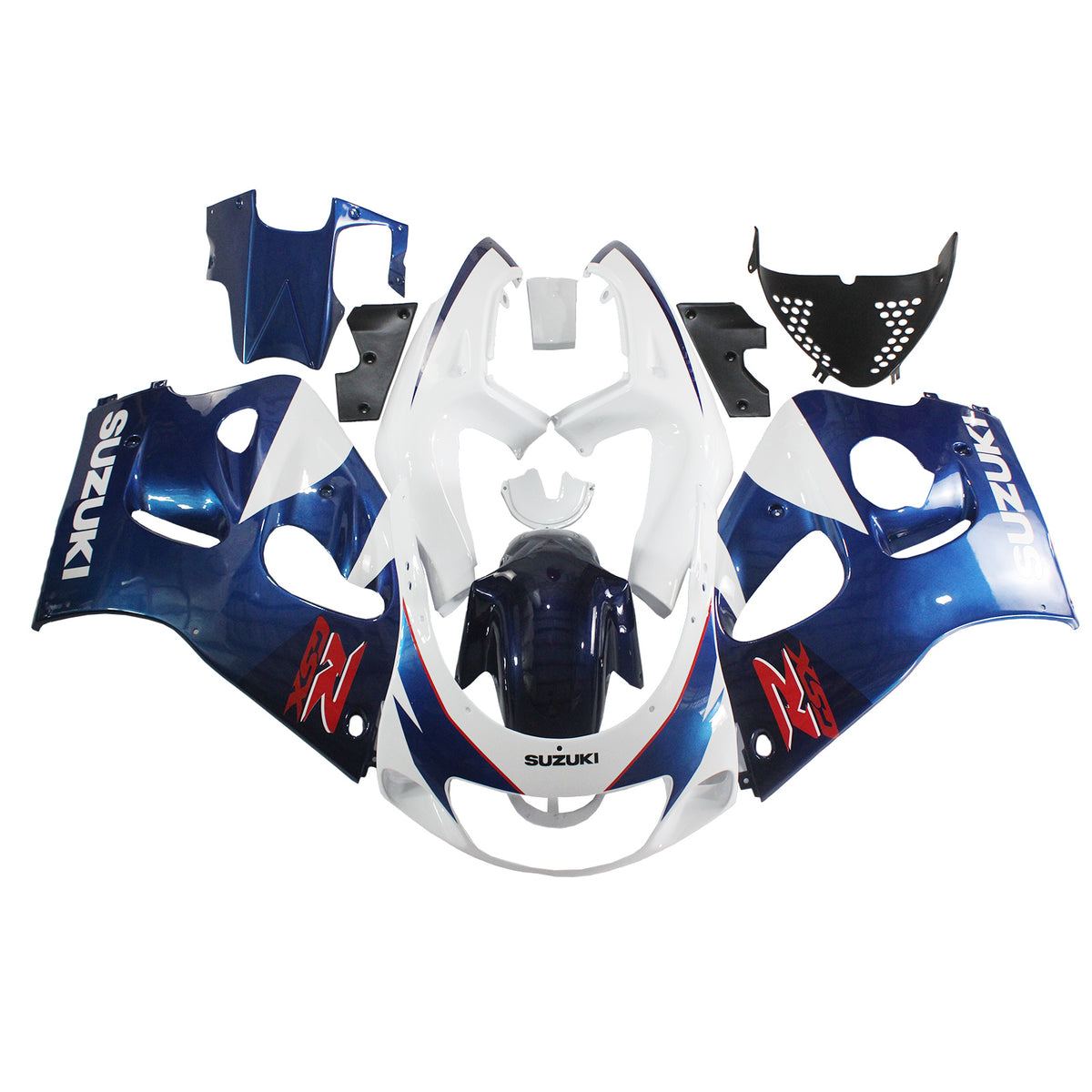 Amotopart Suzuki 1996-2000 GSXR 600/750 Kit de carénage bleu blanc