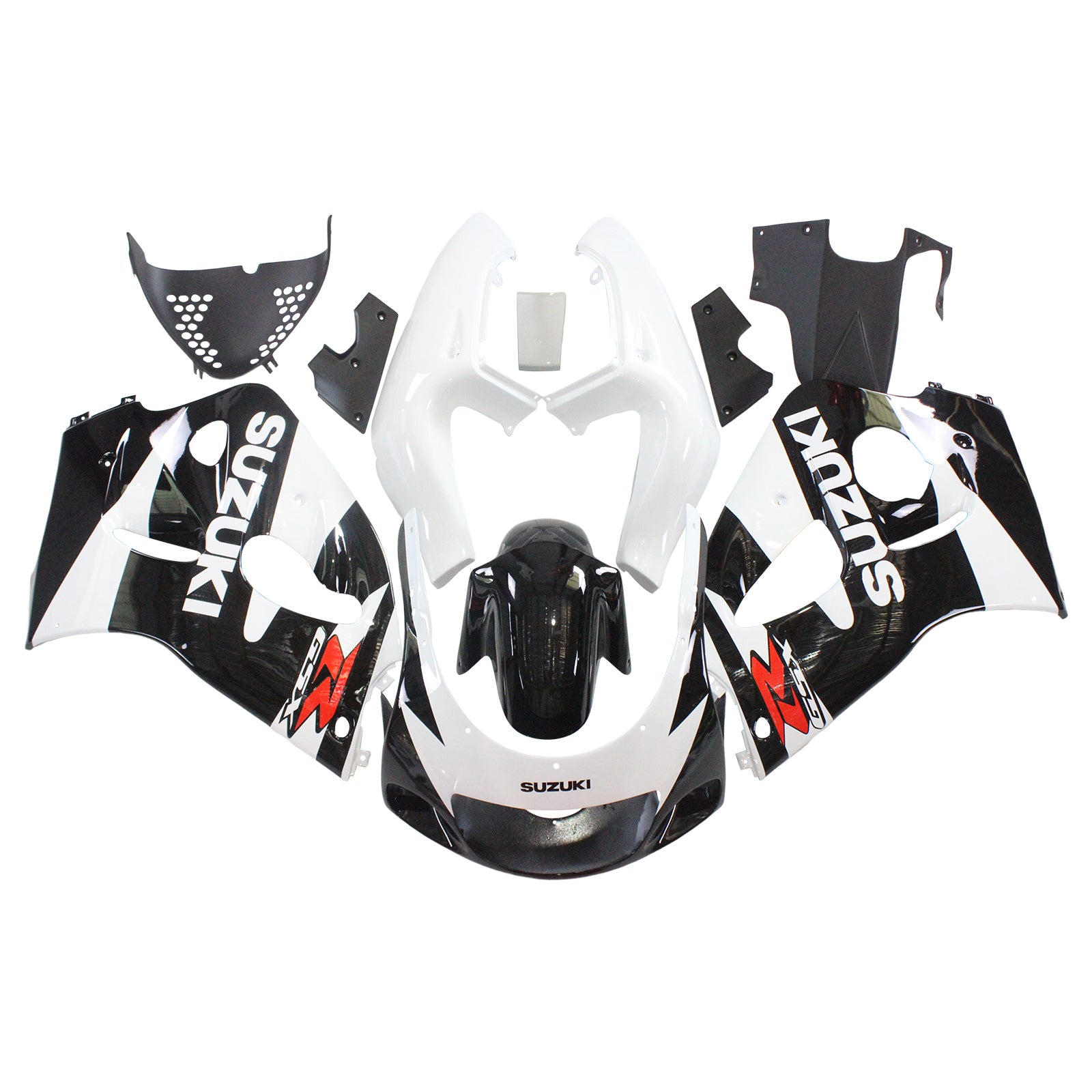 Amotopart Suzuki 1996-2000 GSXR 600/750 Kit de carénage noir blanc