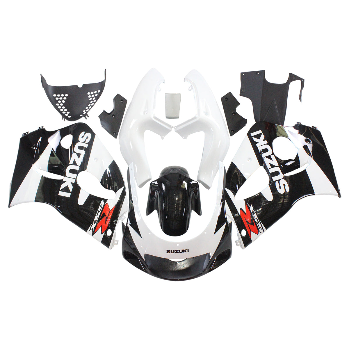 Amotopart Suzuki 1996-2000 GSXR 600/750 Kit de carenado blanco negro