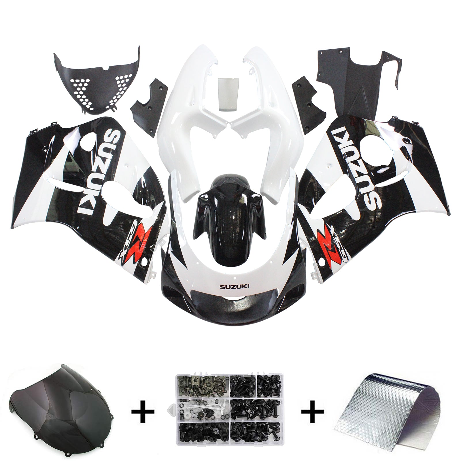 Amotopart Suzuki 1996-2000 GSXR 600/750 Black White Fairing Kit