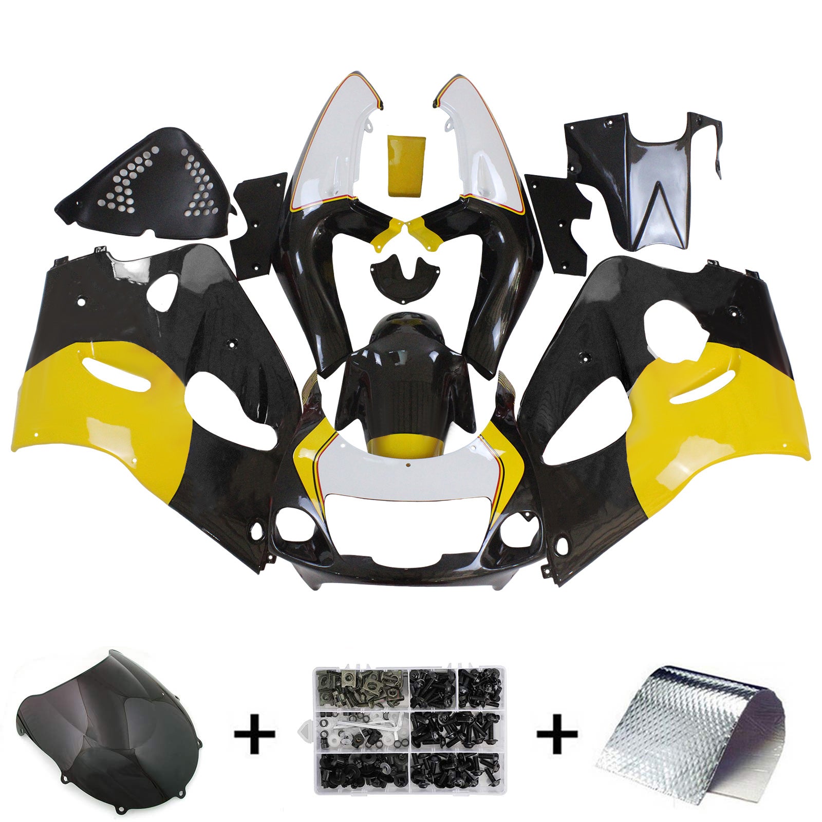 Amotopart Suzuki 1996-2000 GSXR600 & 1996-1999 GSXR750 Black White Fairing Kit
