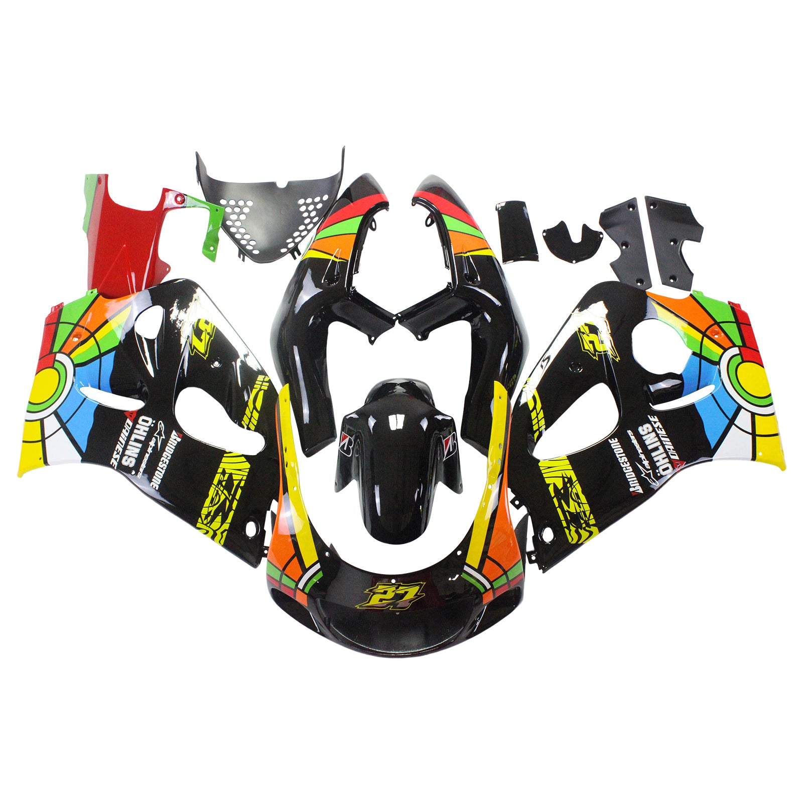 Amotopart Suzuki 1996-2000 GSXR 600/750 Black Colorful Fairing Kit