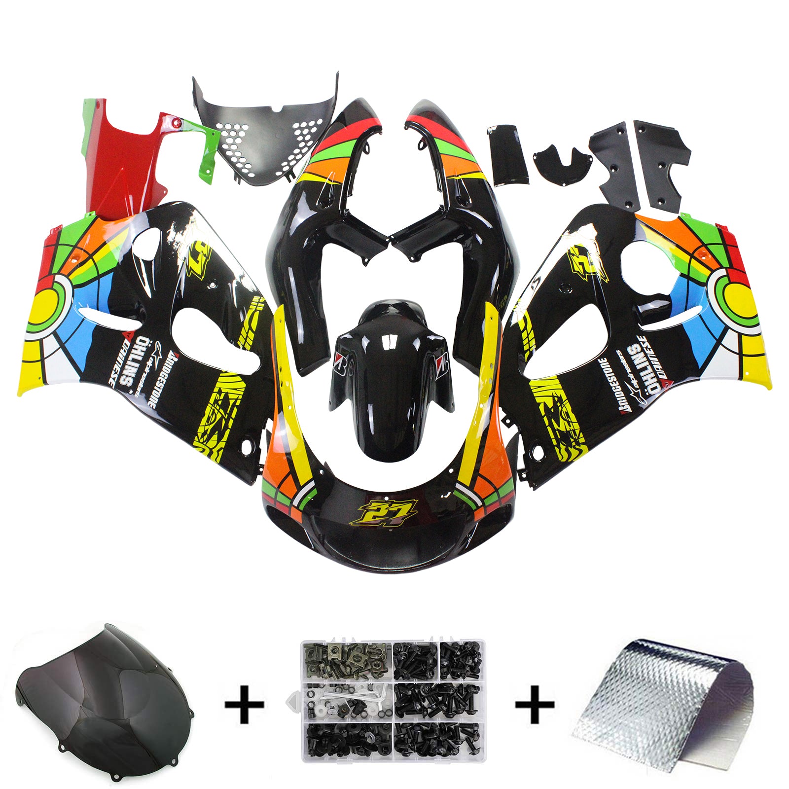 Amotopart Suzuki 1996-2000 GSXR 600/750 Kit de carenado colorido negro