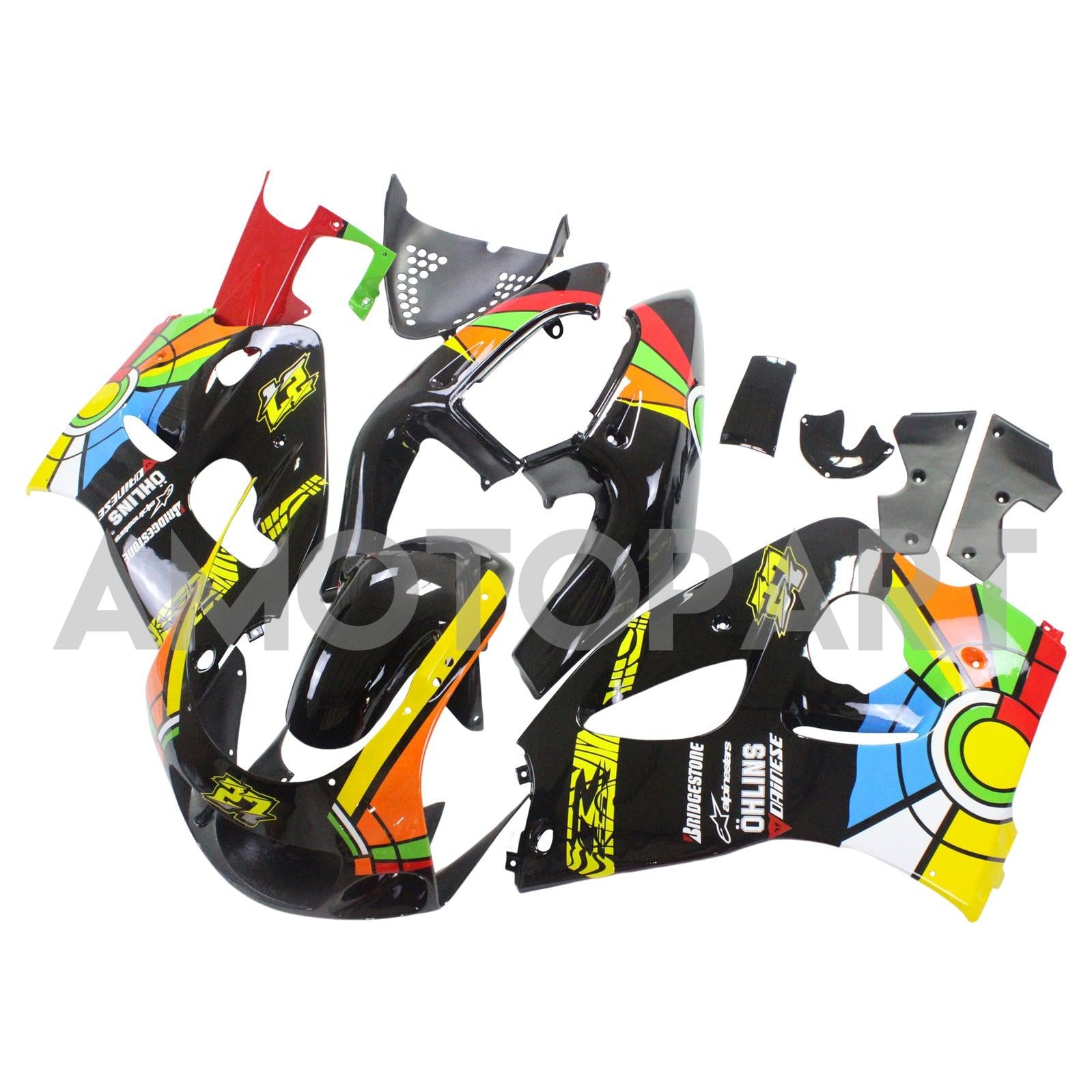 Amotopart Suzuki 1996-2000 GSXR 600/750 Zwart kleurrijke kuipkit