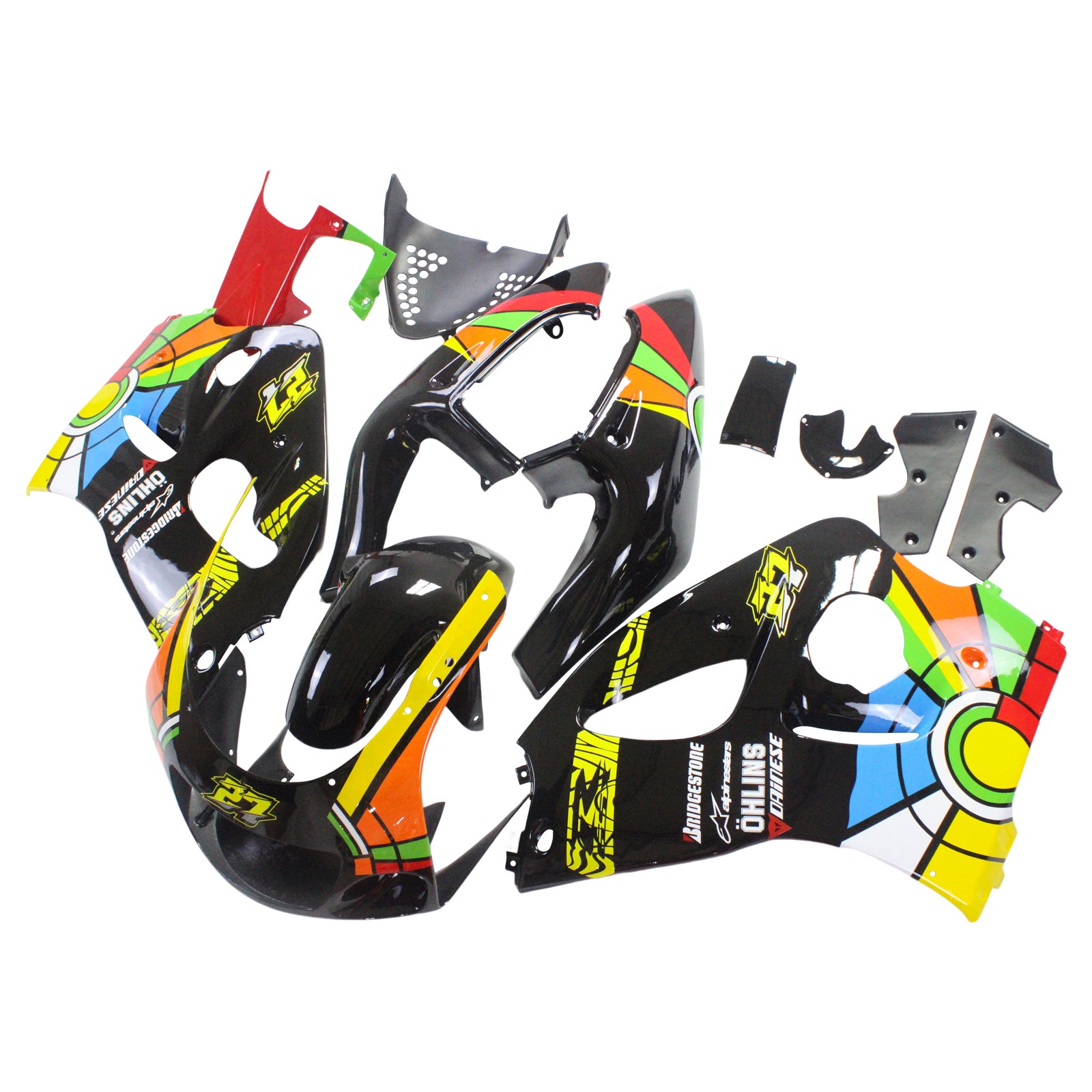 Amotopart Suzuki 1996-2000 GSXR 600/750 Black Colorful Fairing Kit