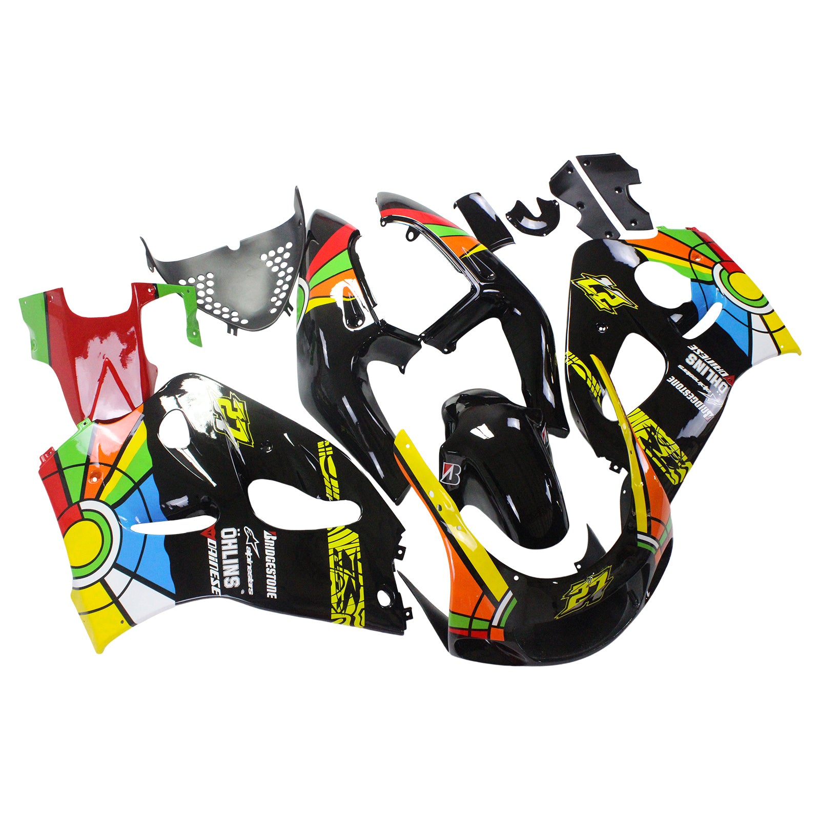 Amotopart Suzuki 1996-2000 GSXR 600/750 Black Colorful Fairing Kit