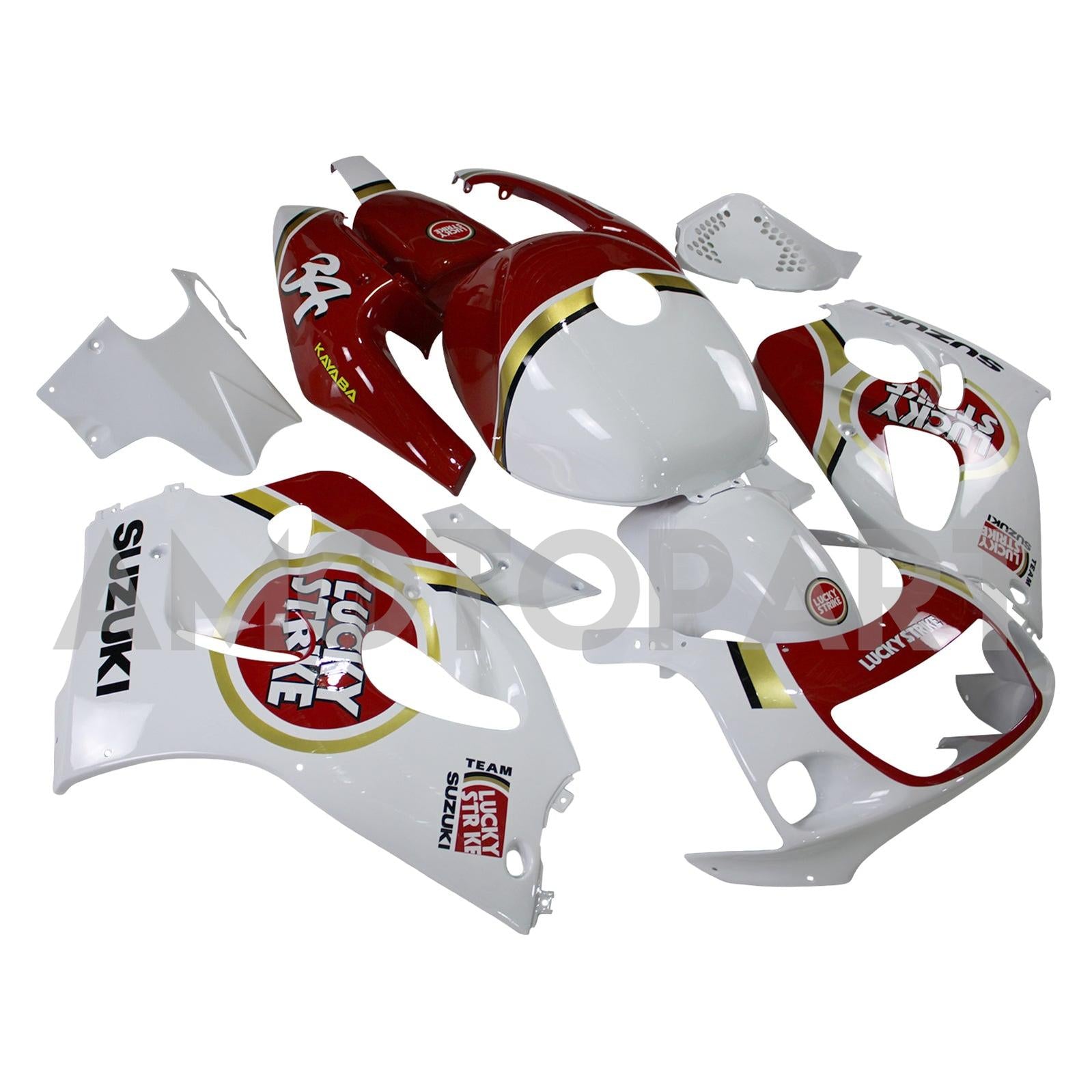 Amotopart Suzuki GSXR600 1996-2000 GSXR750 1996-1999 Blanc&Kit de carénage rouge Style2