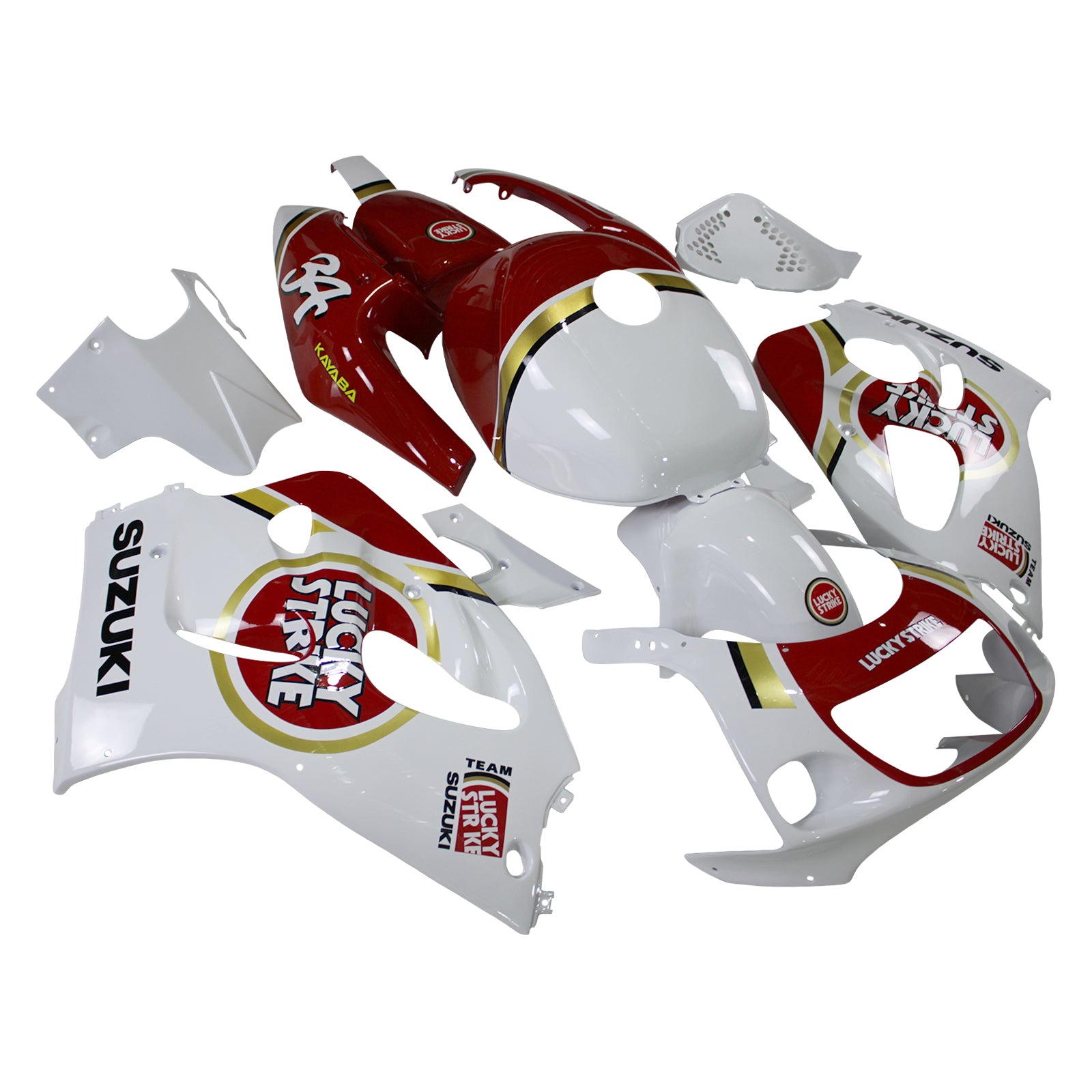 Amotopart Suzuki GSXR600 1996-2000 GSXR750 1996-1999 Kit de carénage blanc et rouge Style2