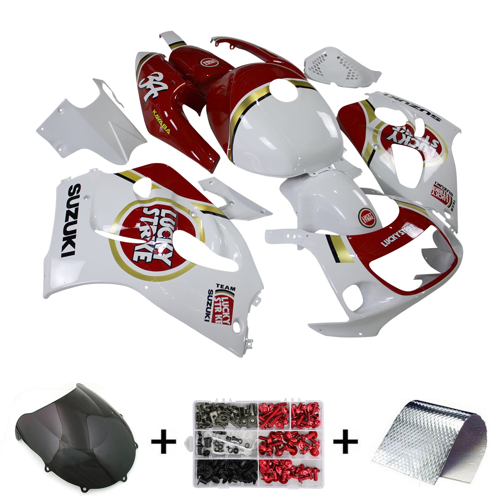 Amotopart Suzuki GSXR600 1996-2000 GSXR750 1996-1999 Kit de carenado blanco y rojo Style2