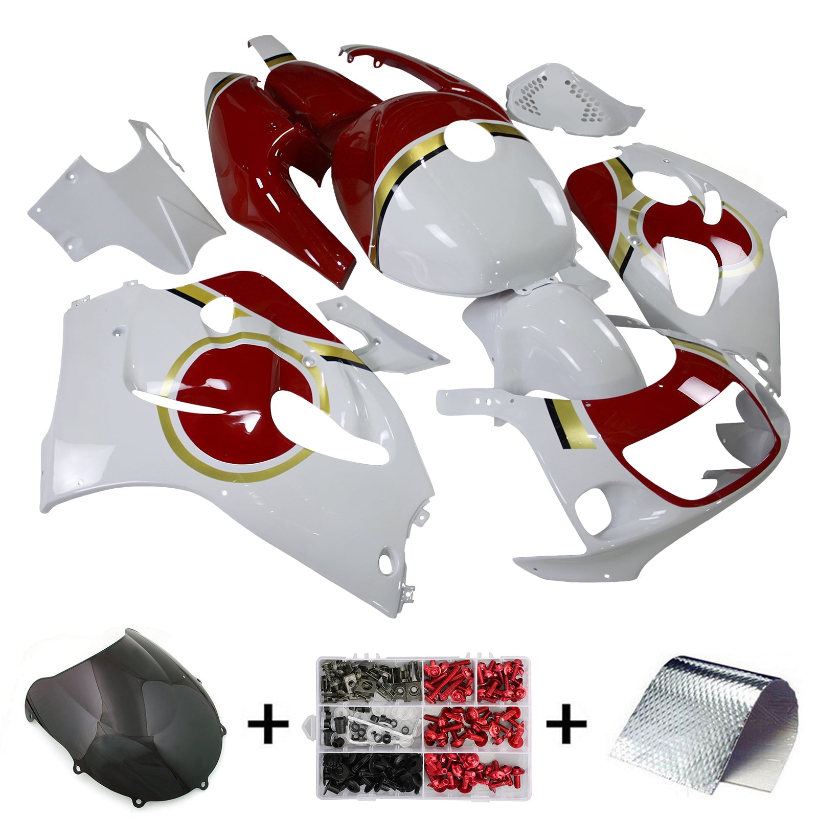 Amotopart Suzuki GSXR600 1996-2000 GSXR750 1996-1999 White&Red Style2 Fairing Kit