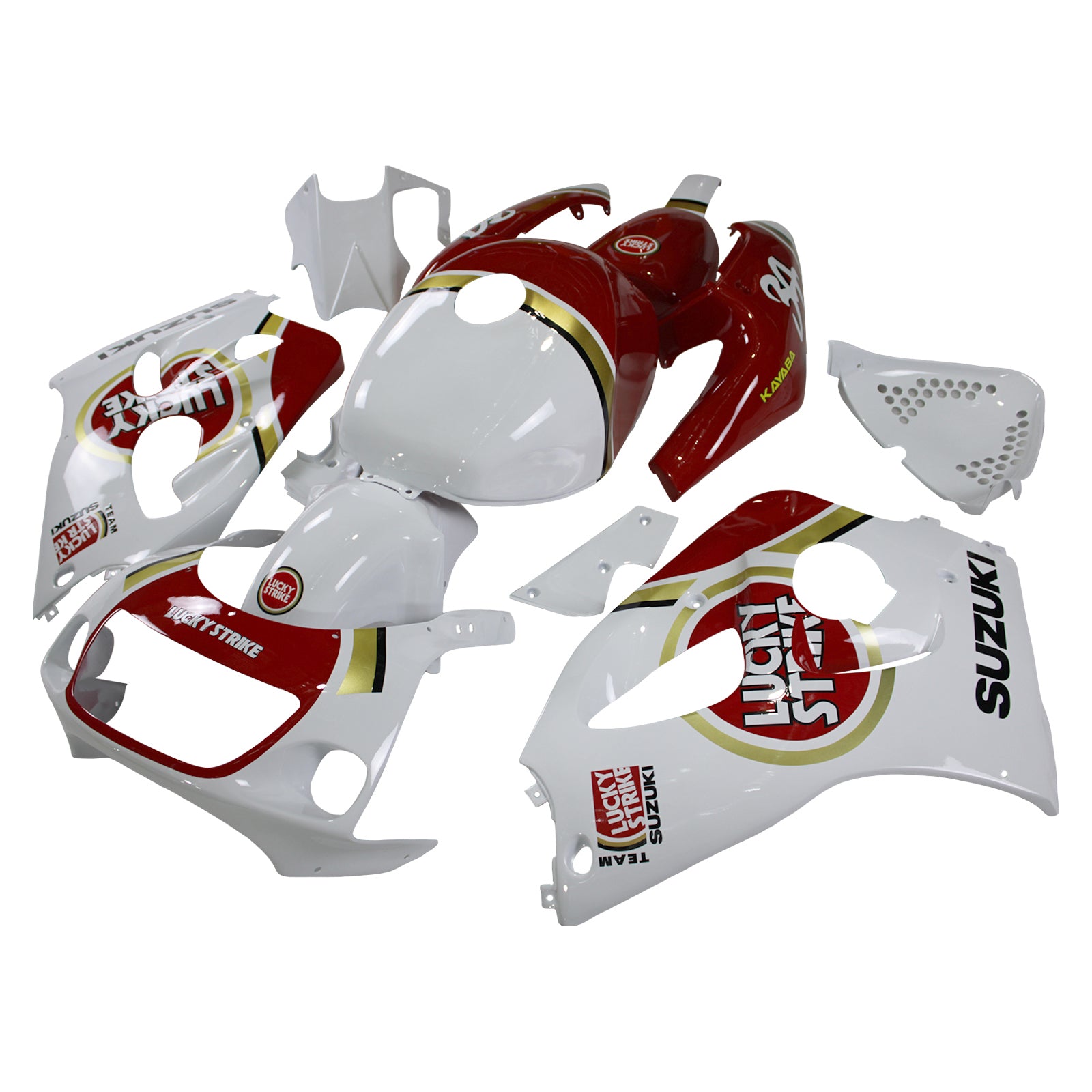 Amotopart Kit carena Suzuki GSXR600 1996-2000 GSXR750 1996-1999 Bianco e rosso Style2