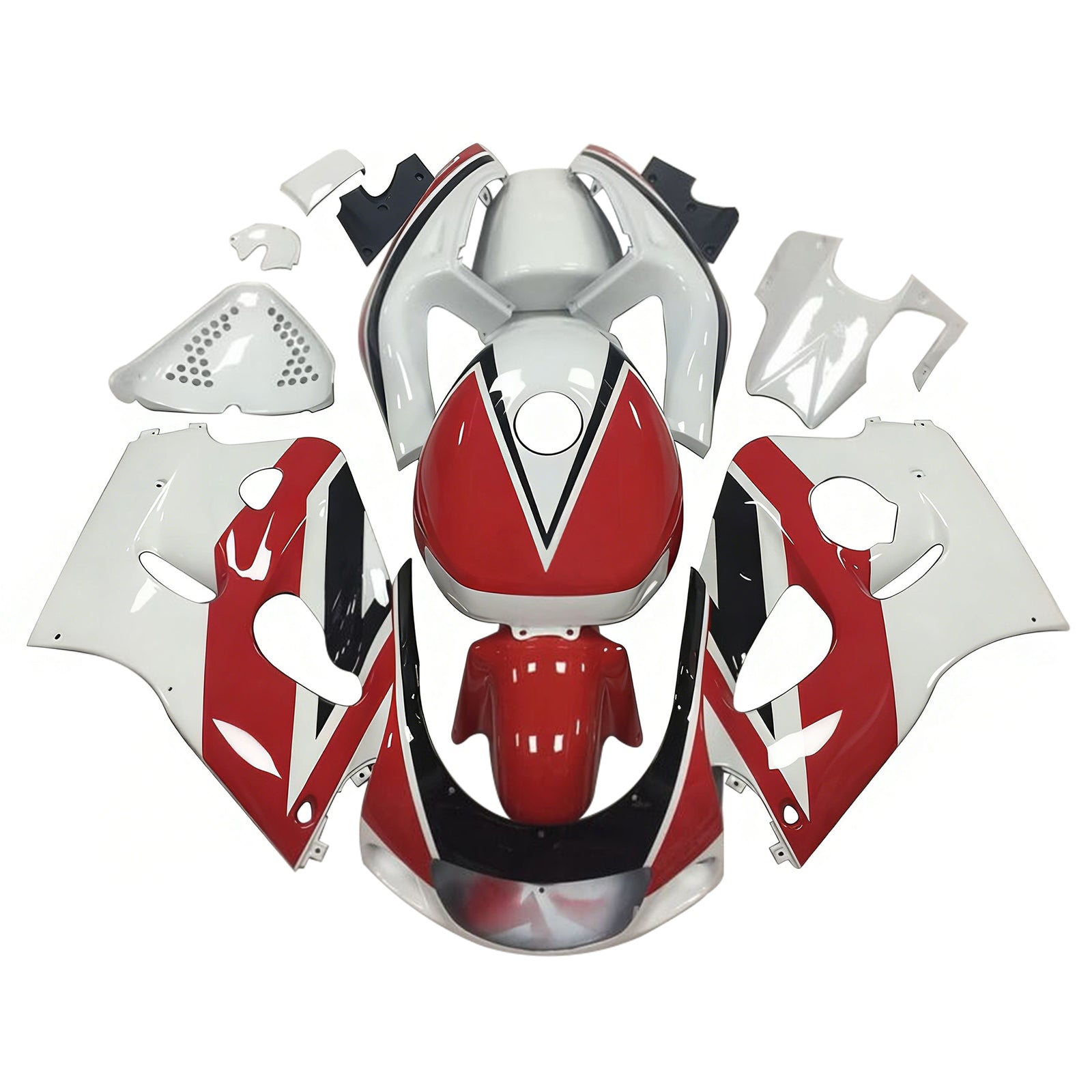 Amotopart Suzuki GSXR600 1996-2000 GSXR750 1996-1999 White & Red Style3 Fairing Kit