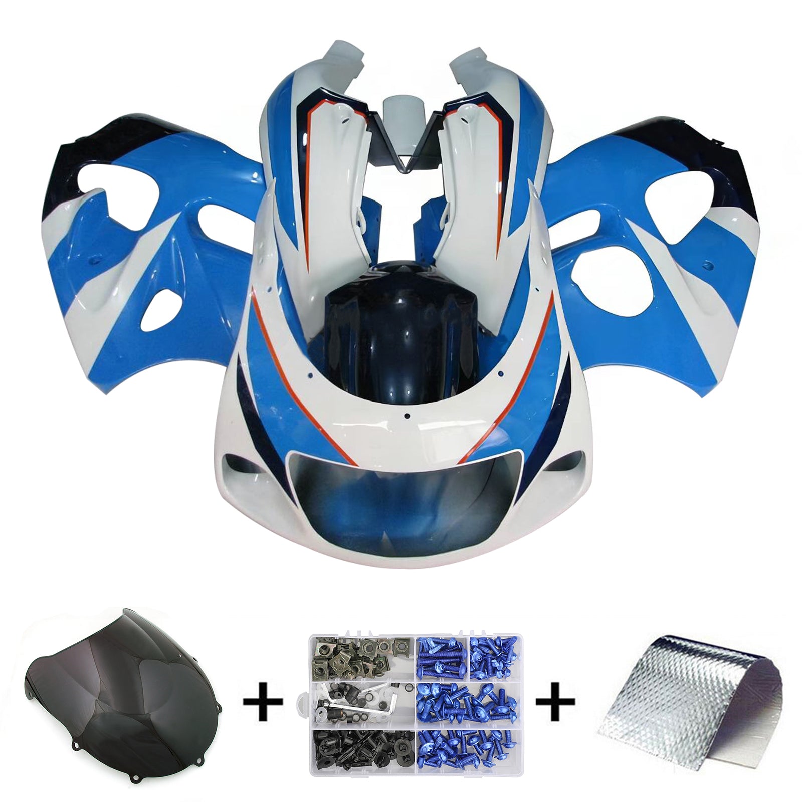 Amotopart Suzuki GSXR600 1996-2000 GSXR750 1996-1999 Blue&White Style2 Fairing Kit