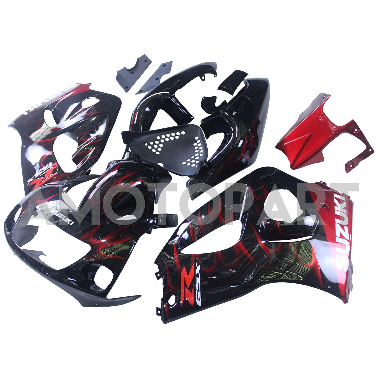 Amotopart Suzuki GSXR600 1996-2000 GSXR750 1996-1999 Blau mit rotem Flammenstil2 Abzugskit