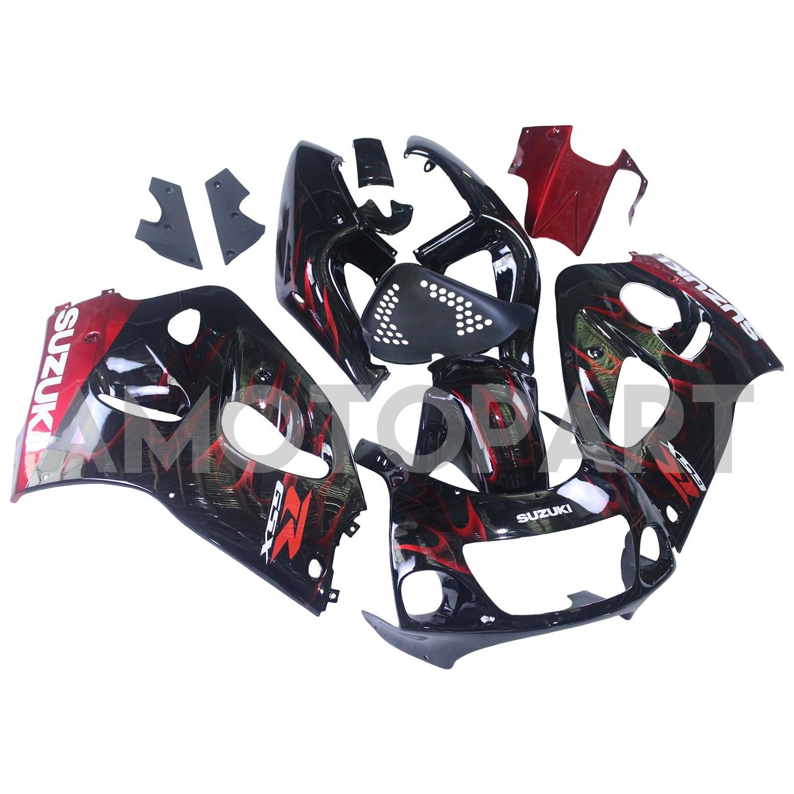 Amotopart Suzuki GSXR600 1996-2000 GSXR750 1996-1999 Blau mit rotem Flammenstil2 Abzugskit